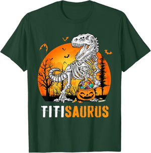 Titisaurus Dinosaur Skeleton Halloween Titi Saurus T-Shirt - T-Shirt | Forest