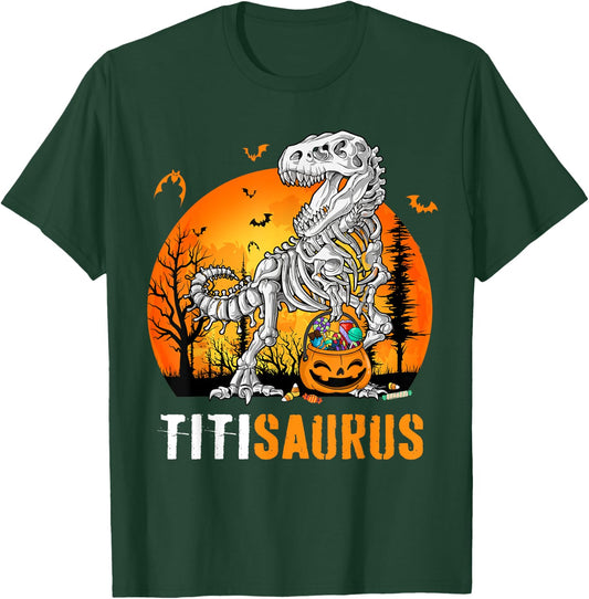 Titisaurus Dinosaur Skeleton Halloween Titi Saurus T-Shirt - T-Shirt | Forest