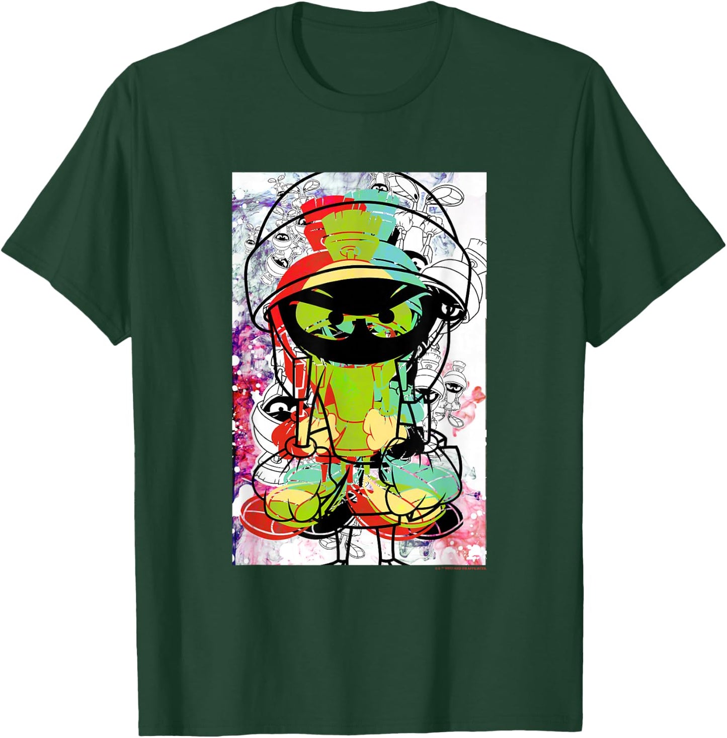 WB100 Looney Tunes Marvin The Martian Paint Sketch Portrait T-Shirt - T-Shirt | Forest