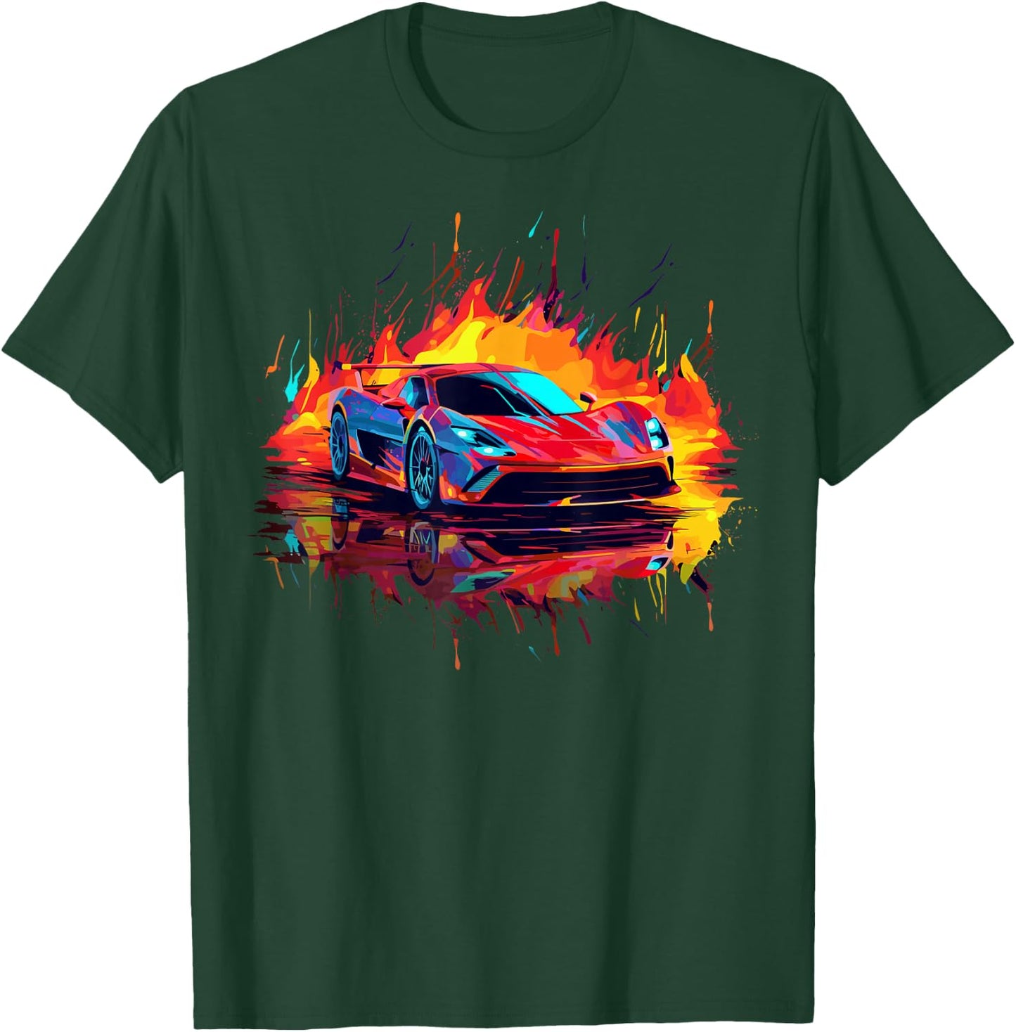 Supercar Exotic Sports Car Concept Poster Style Boys Graphic T-Shirt - T-Shirt | Forest