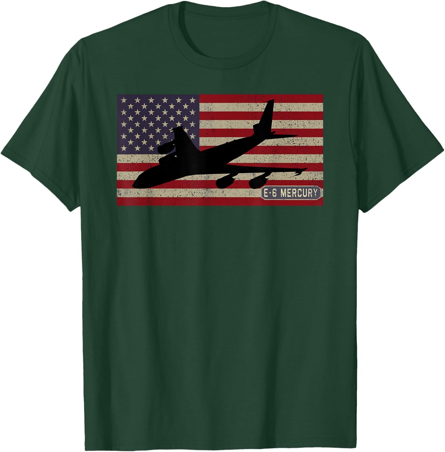 E-6 Mercury Plane Vintage American Flag Kids Men T-Shirt - T-Shirt | Forest