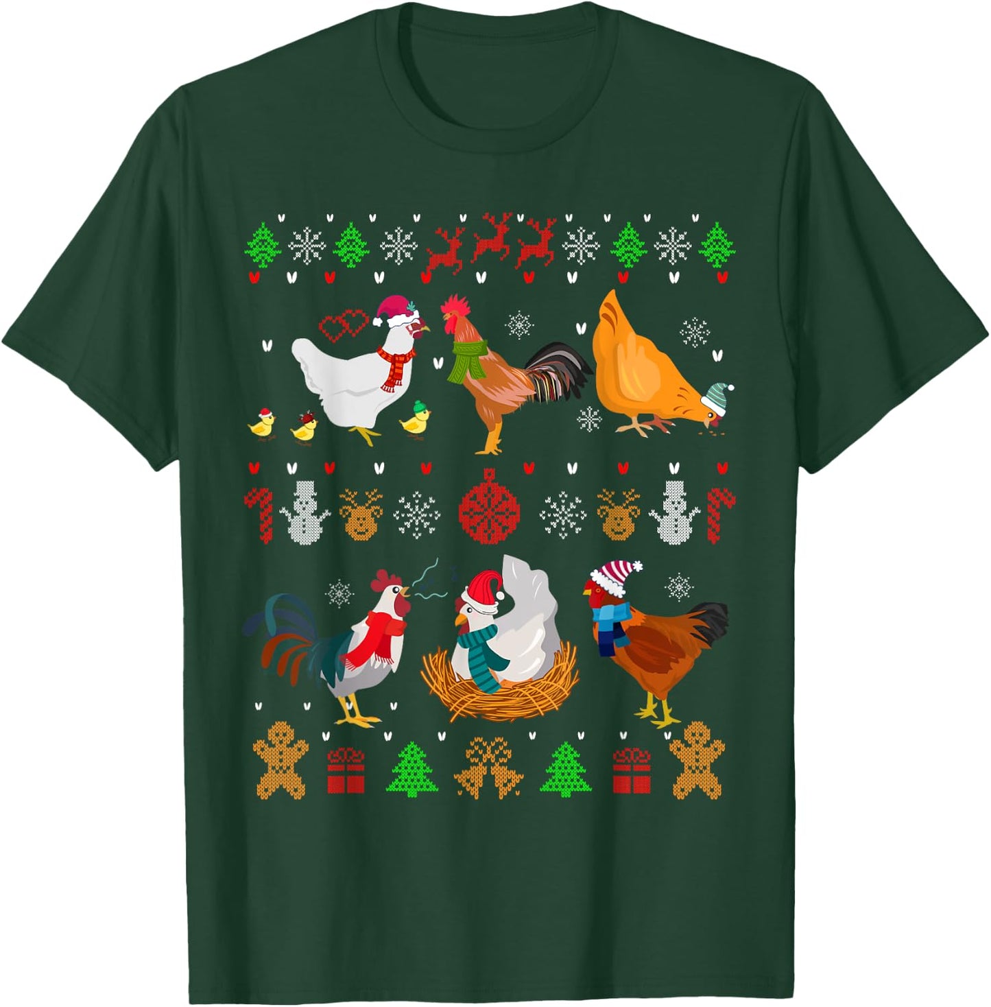 Chicken Collection Christmas Sweater Santa Chicken Farmer T-Shirt - T-Shirt | Forest
