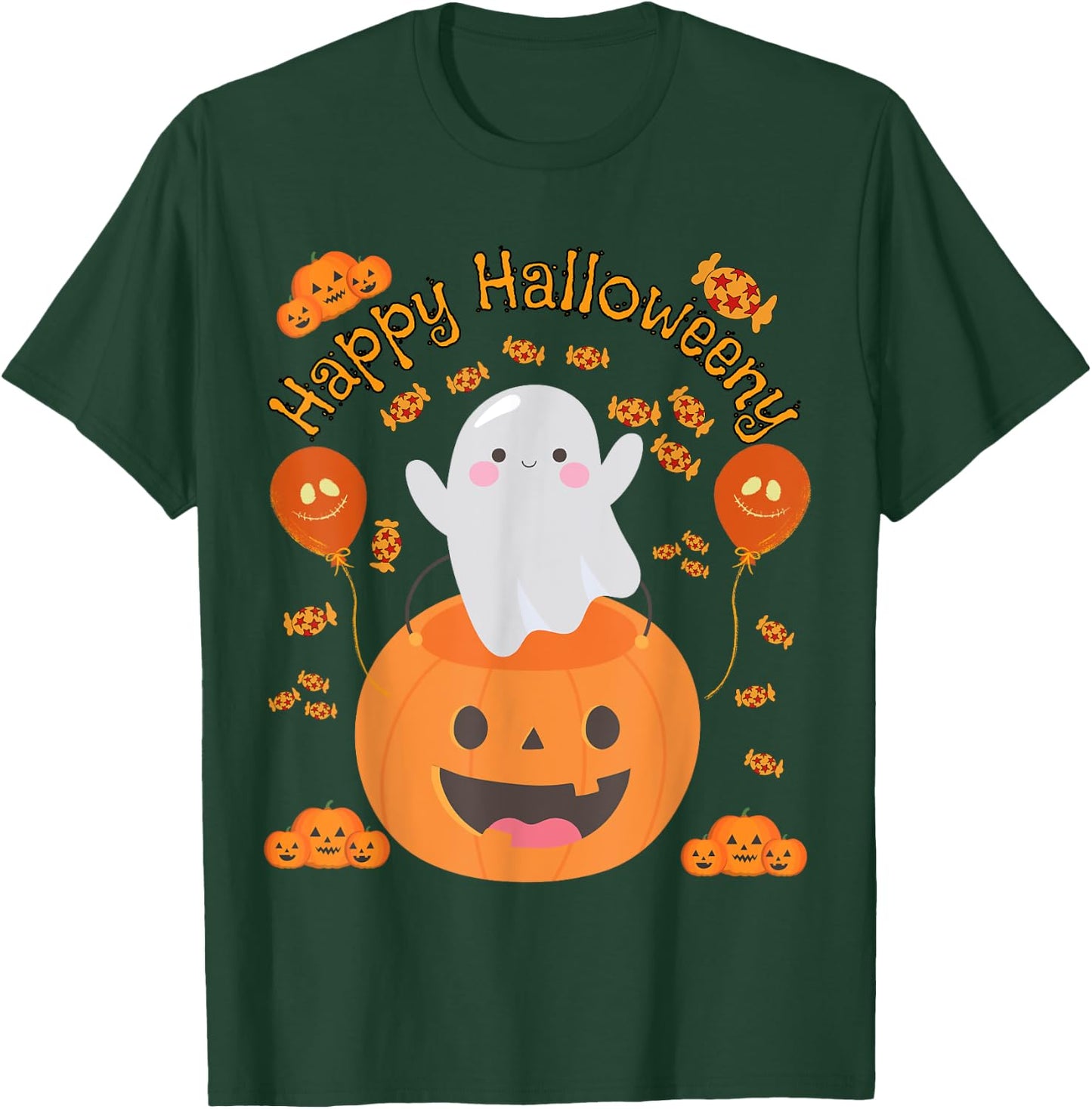 Happy Halloween -y Cute Boys and Girls Costume as a Ghost T-Shirt - T-Shirt | Forest