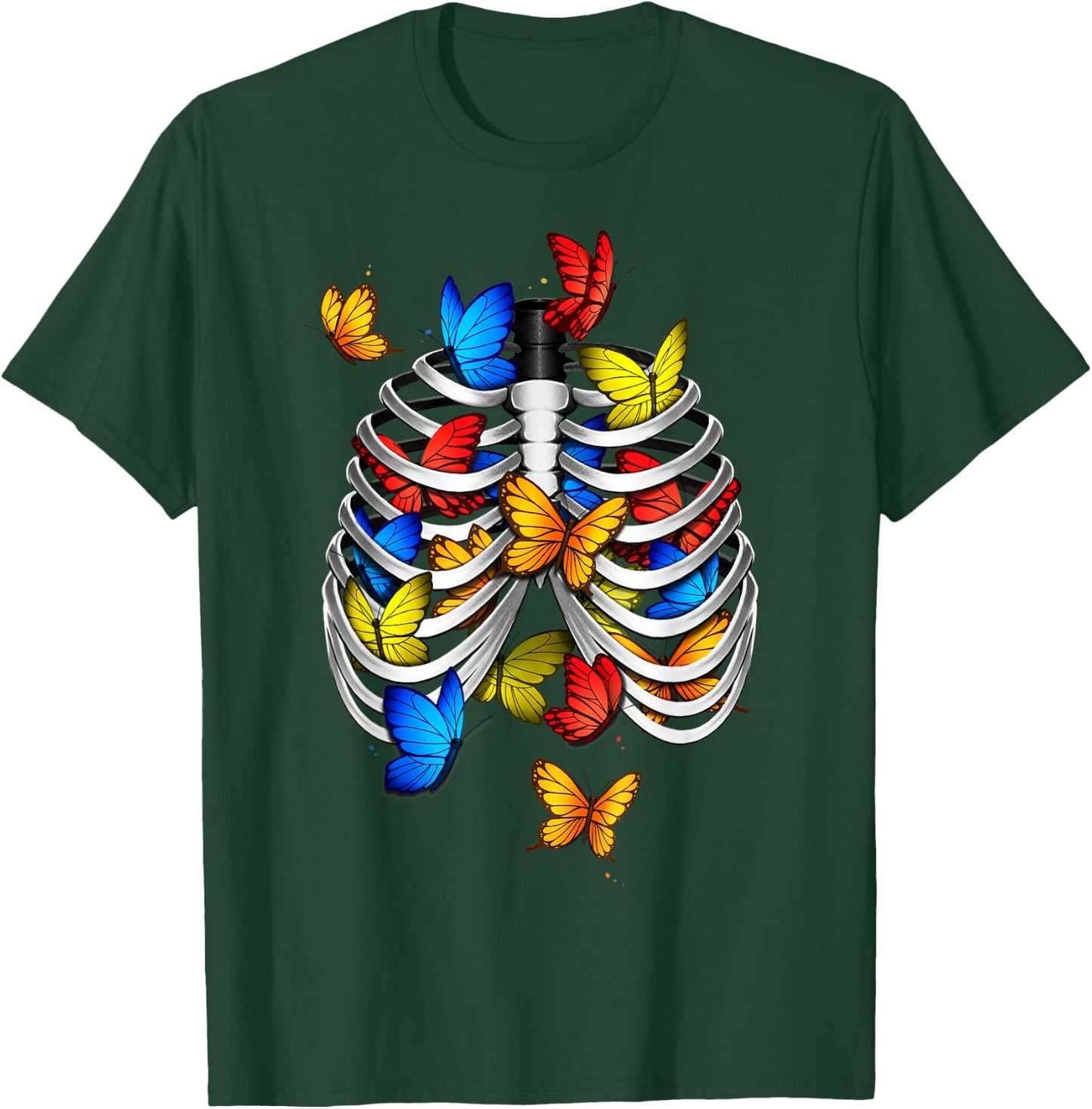 Butterflies In My Stomach Rib Cage X-Ray Anatomy Butterfly T-Shirt - T-Shirt | Forest
