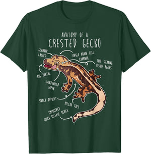 Crested Gecko Lizard Reptile Anatomy, Pet Harelquin Crestie T-Shirt - T-Shirt | Forest