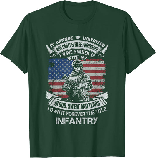 US Army Infantry Veteran Vet Gift -Adults Black Modern Letter Print Small T-Shirt - T-Shirt | Forest