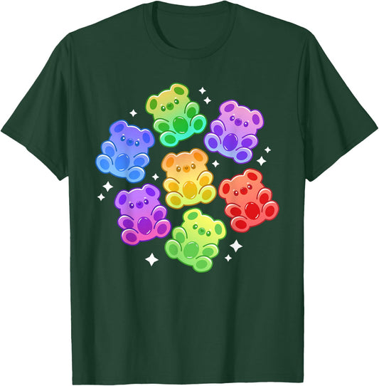 Aesthetic Kawaii Cute Rainbow Gummy Bear T-Shirt - T-Shirt | Forest