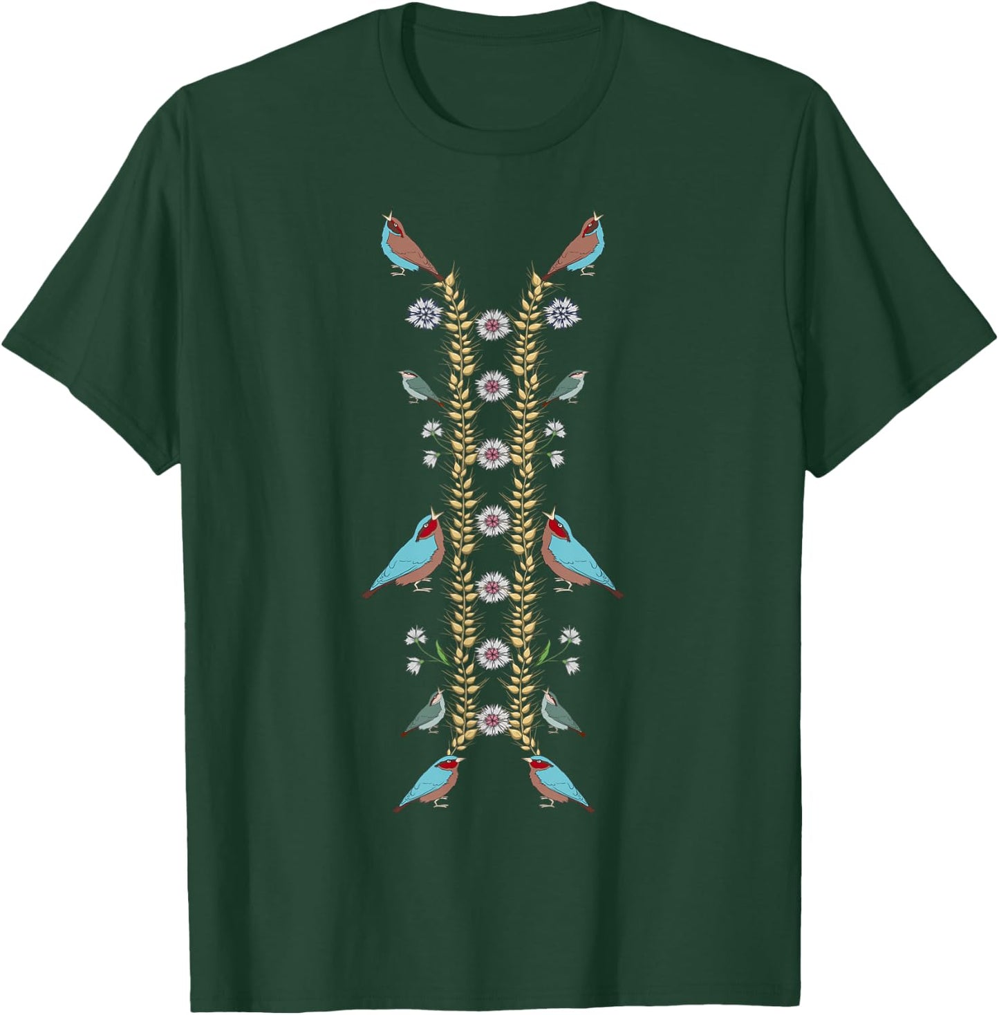 Ukraine Birds Cute Vintage Floral Ukrainian Vyshyvanka T-Shirt - T-Shirt | Forest