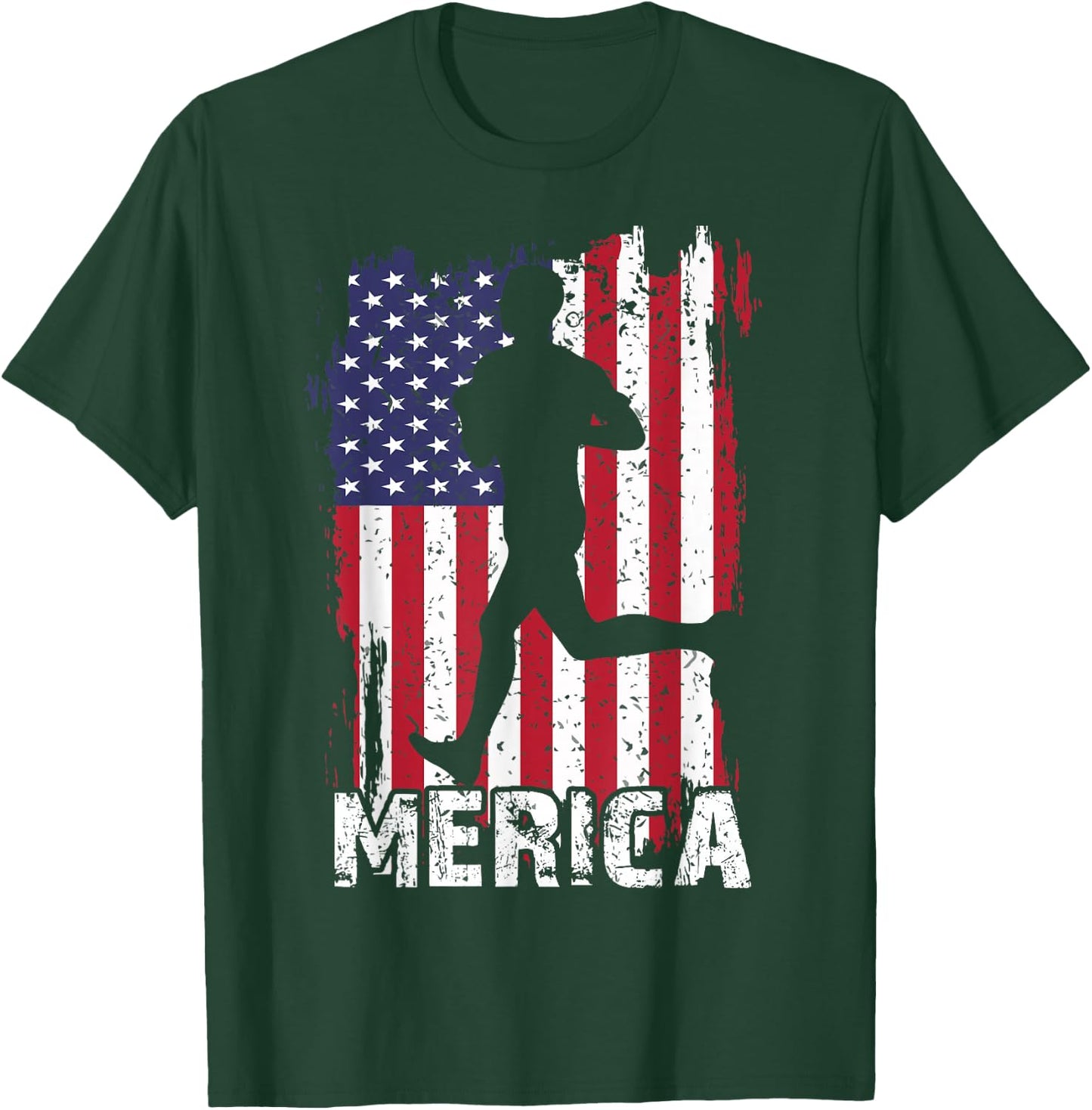 Patriotic 4th Of July Running-Shirt Runner US Flag Men Women T-Shirt - T-Shirt | Forest