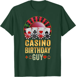 Casino Birthday Guy Poker Cards Chips Vegas Gambler B'day T-Shirt - T-Shirt | Forest