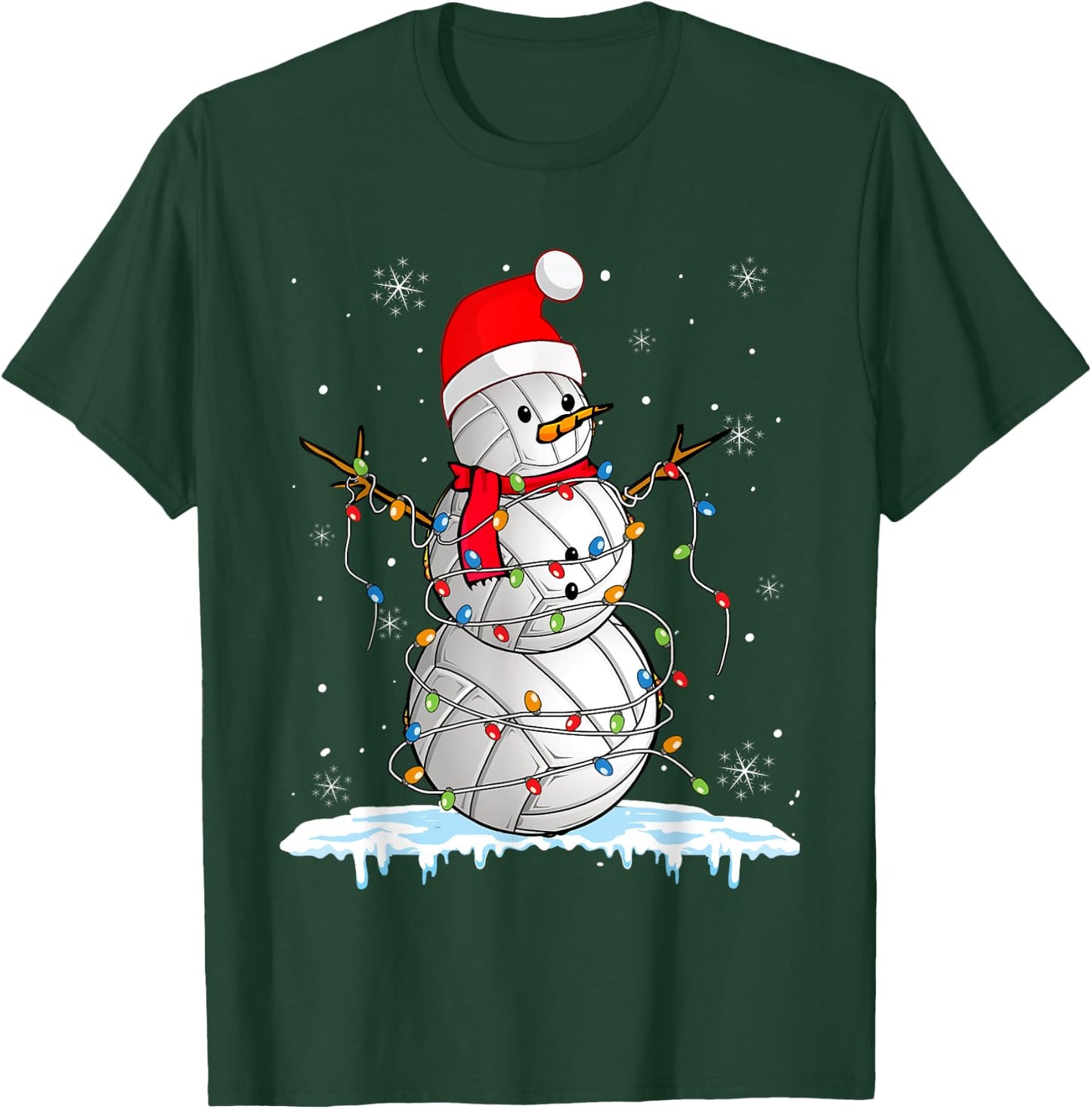 Snowmies Santa Lights Christmas Snowman Volleyball Pajamas T-Shirt - T-Shirt | Forest