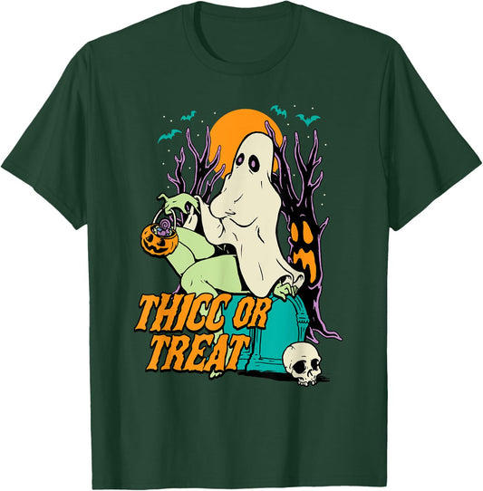 Thicc or Treat Halloween Lady Ghost Sexy Pinup BBW T-Shirt - T-Shirt | Forest
