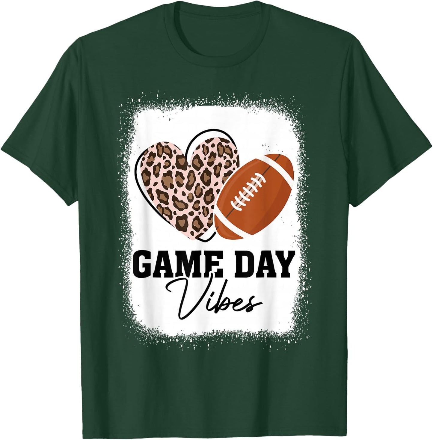 Game Day Vibes - American Football Lover Leopard Football T-Shirt - T-Shirt | Forest