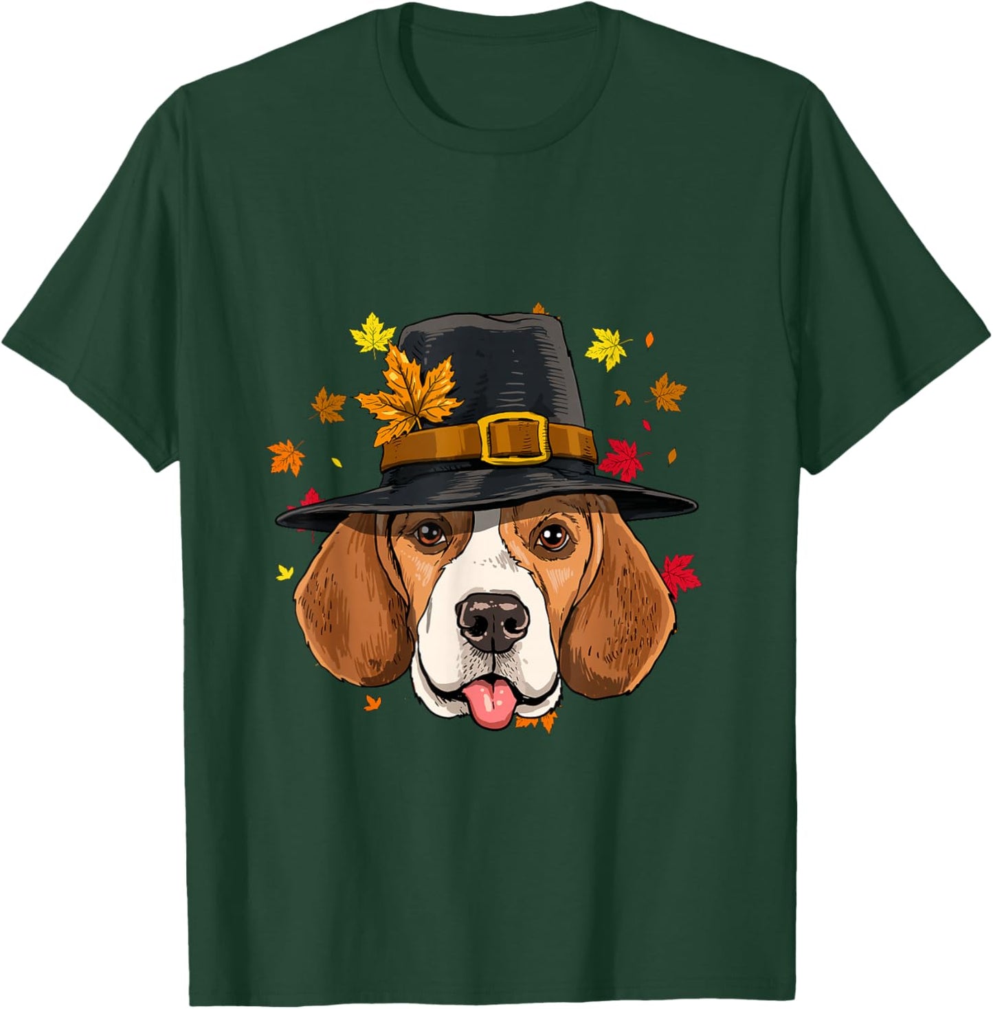 Beagle Thanksgiving Pilgrim Turkey Day Autumn Fall Dog Lover T-Shirt - T-Shirt | Forest
