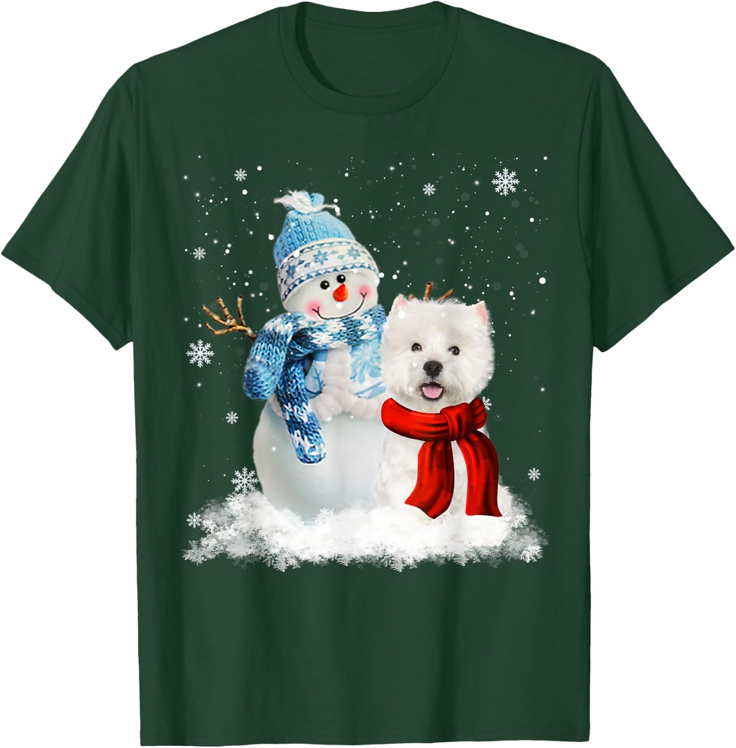 Funny Westie Dog Christmas Snowman Christmas Pajama T-Shirt - T-Shirt | Forest