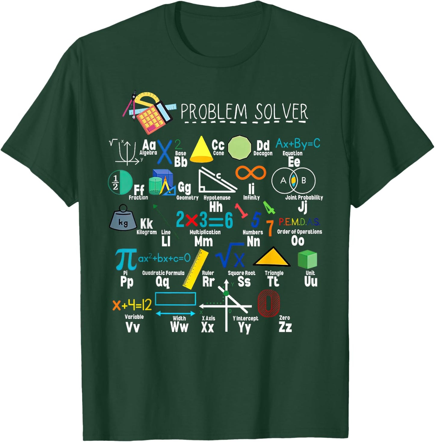 Problem Solver Funny Math Alphabet ABC Teacher Students T-Shirt - T-Shirt | Forest