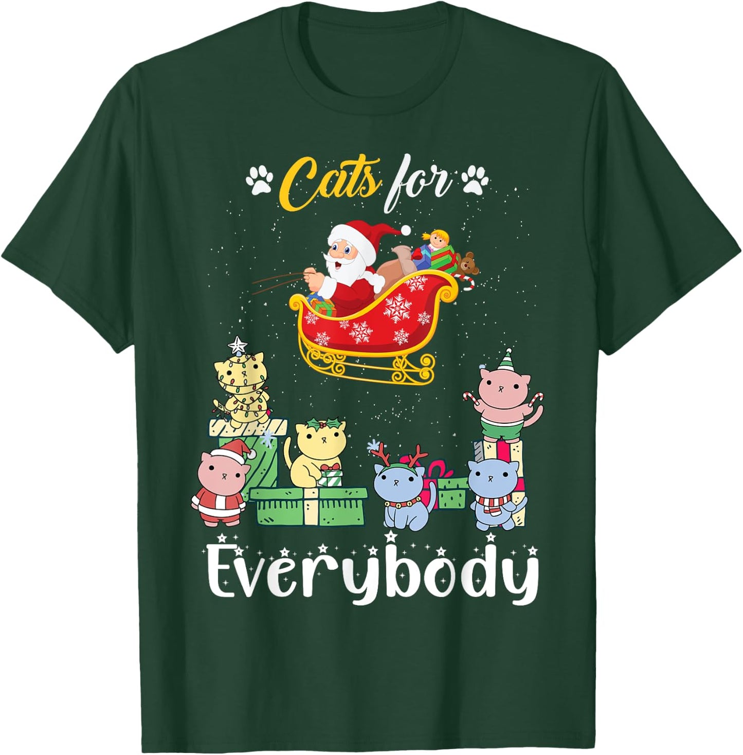 Cats For Everybody Santa Funny Christmas Pjs Xmas women T-Shirt - T-Shirt | Forest