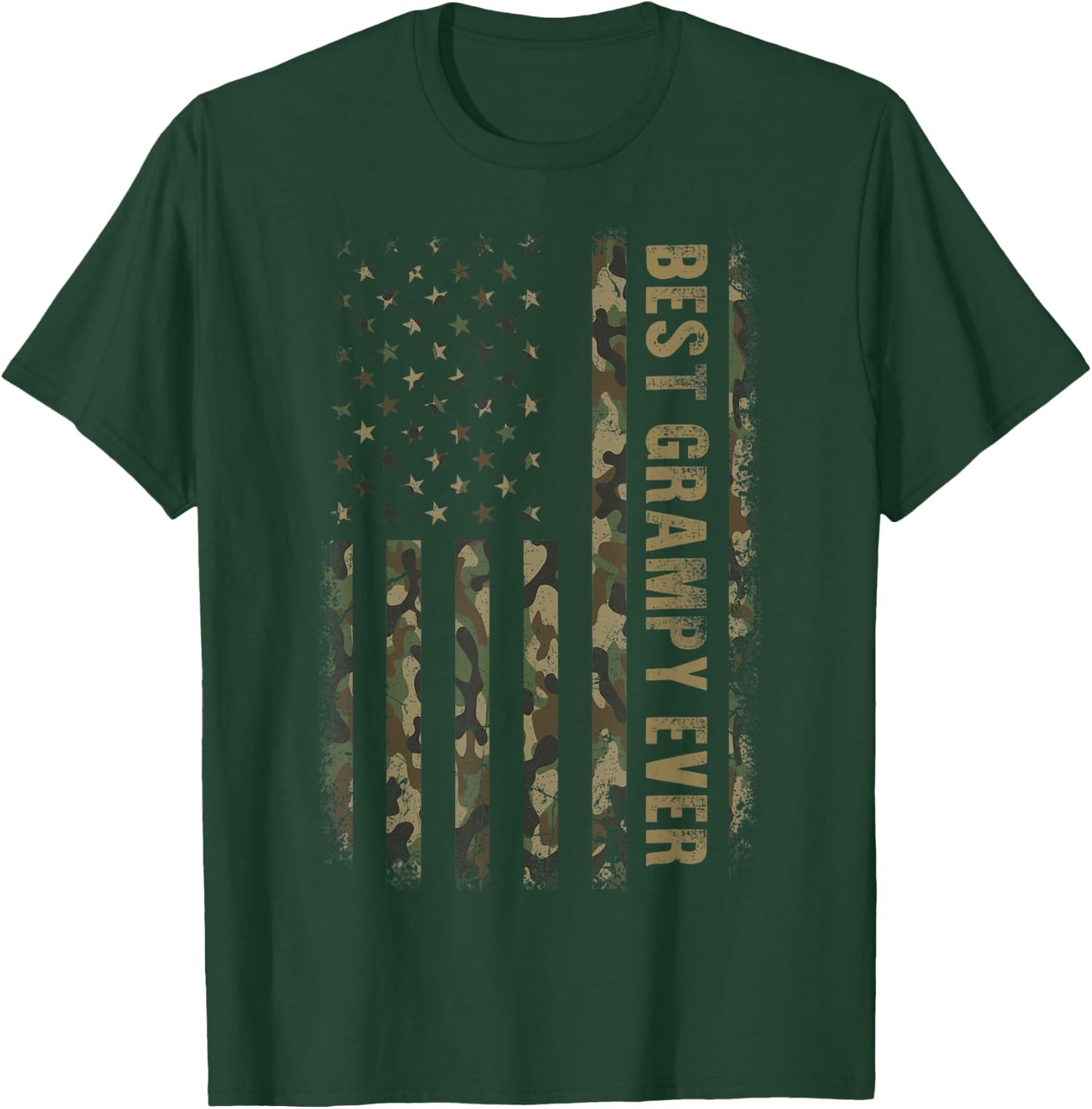 Best Grampy Ever Camouflage American Flag Father's Day T-Shirt - T-Shirt | Forest