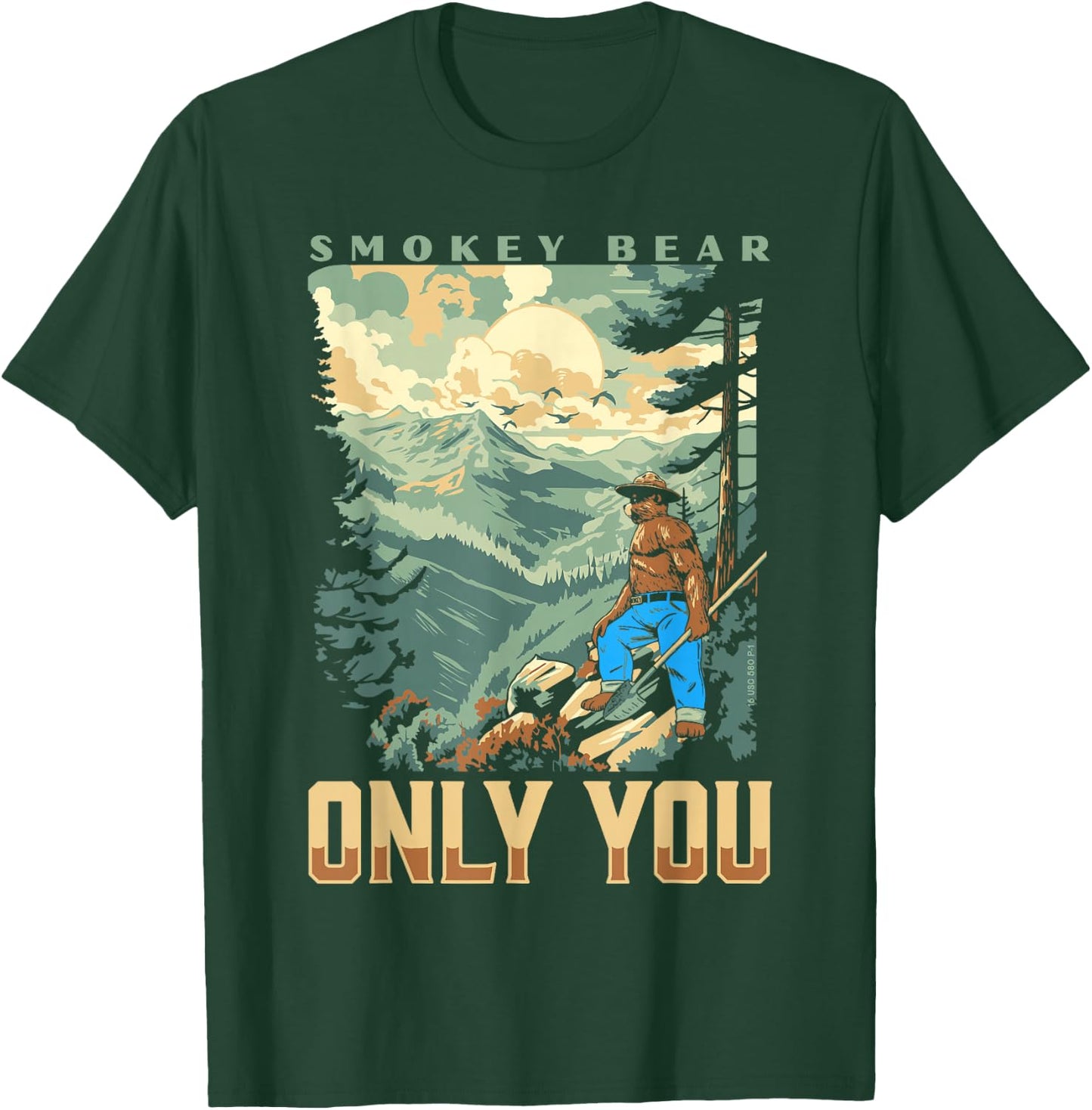 Smokey Bear Only You Vintage WPA Style Mountains Art Scene T-Shirt - T-Shirt | Forest