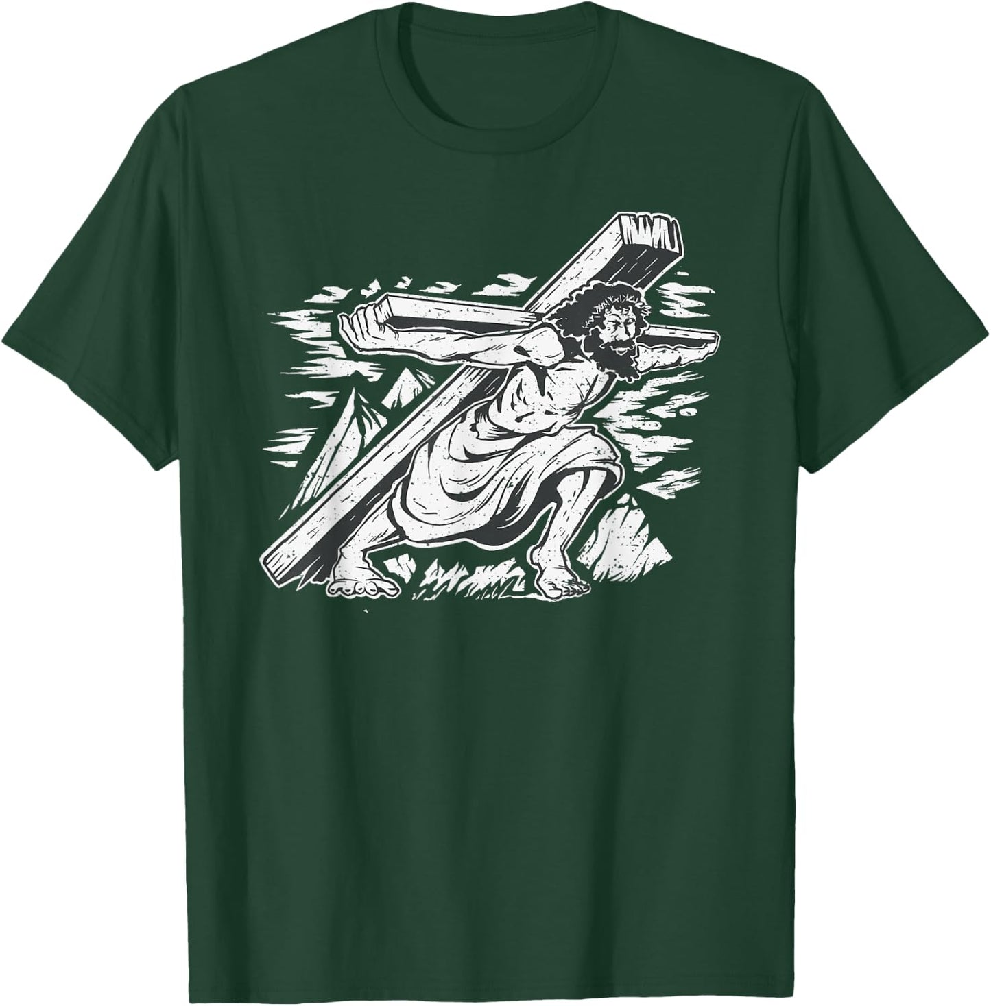 Jesus Christ Carrying the Cross - Christian Illustration T-Shirt - T-Shirt | Forest