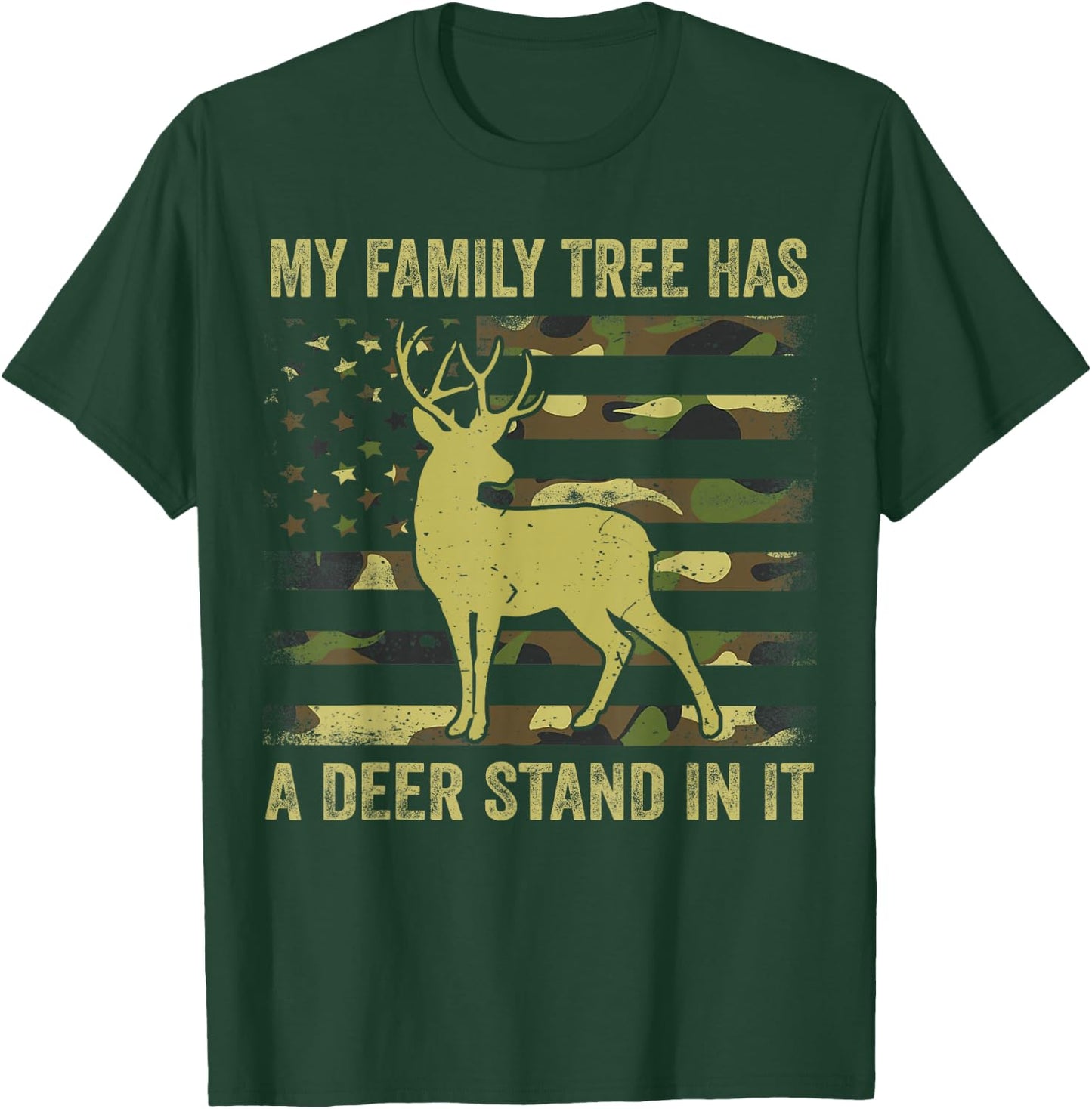 Men's Camo Deer Hunting Dad Jokes Family Tree Has Deer Stand T-Shirt - T-Shirt | Forest