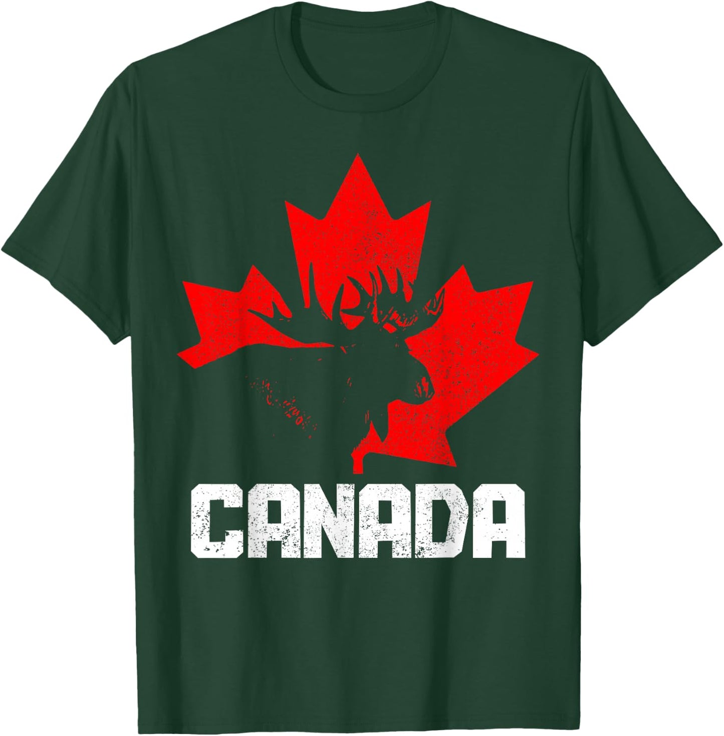 Canada Moose Maple Leaf Pride Vintage Canadian Flag T-Shirt - T-Shirt | Forest