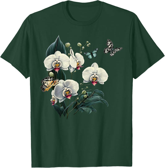 Beautiful Butterfly Orchids on Boho Orchid T-Shirt - T-Shirt | Forest