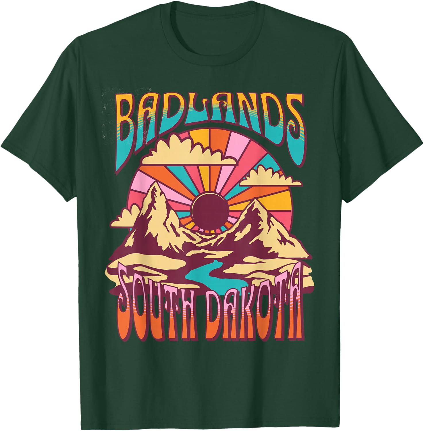 Badlands South Dakota Nature Hiking Mountains Outdoors T-Shirt - T-Shirt | Forest