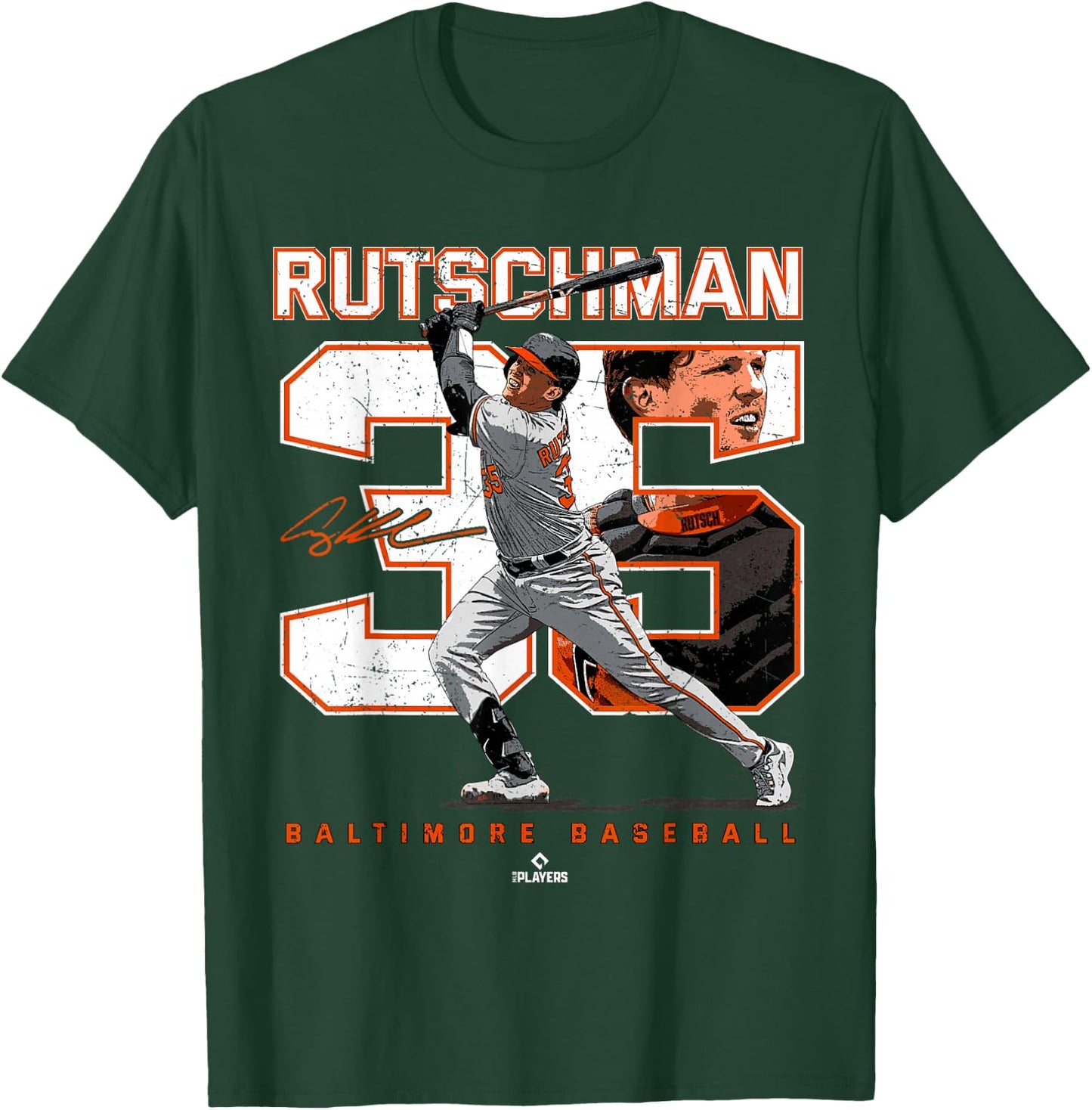 Number and Portrait Adley Rutschman Baltimore T-Shirt - T-Shirt | Forest