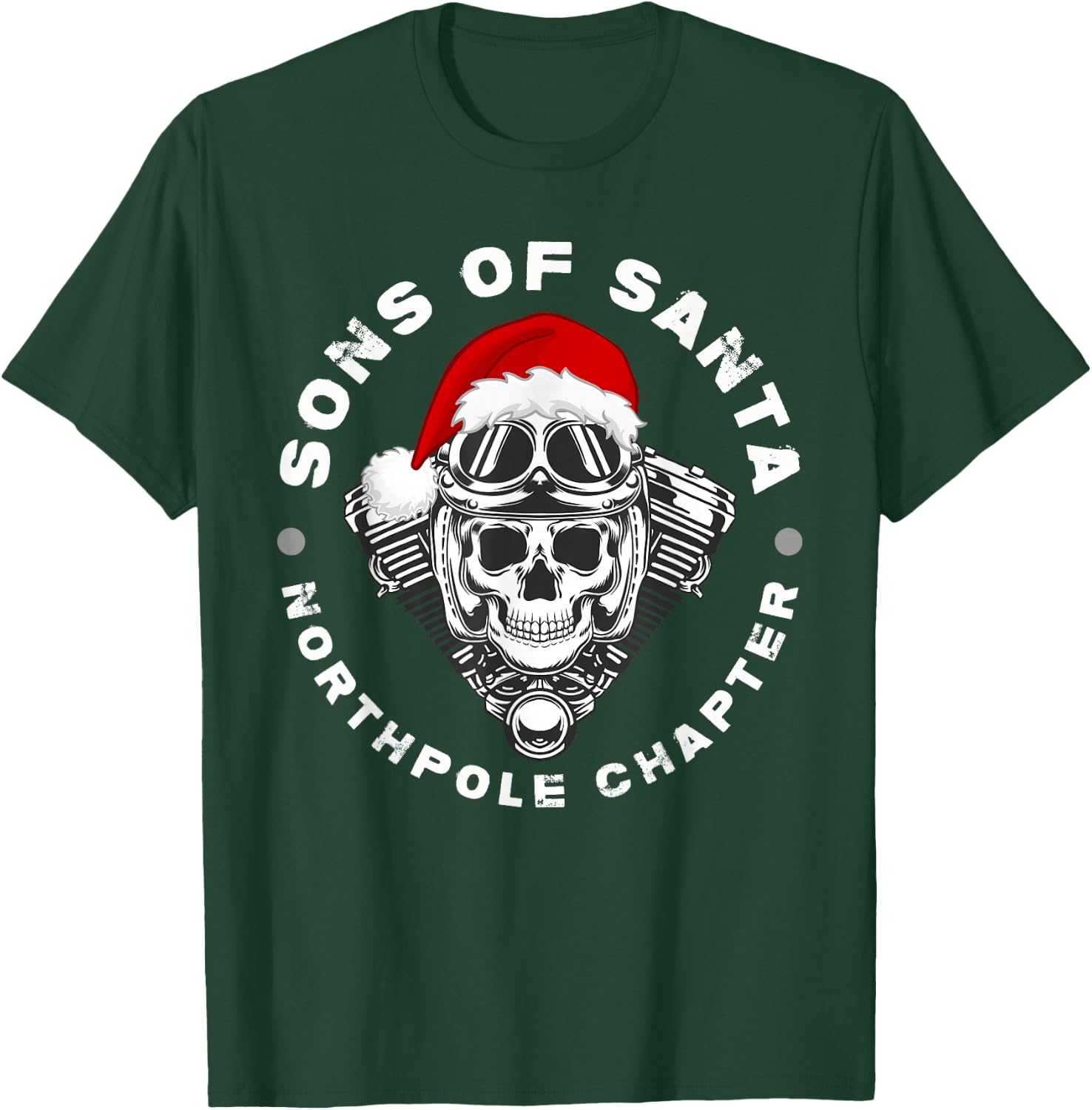 Funny Santa Biker Motorcycle Xmas Christmas 2025 T-Shirt - T-Shirt | Forest