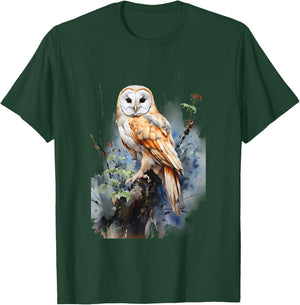 Gift Owl Barn Owl Realistic Nature Fleeting T-Shirt - T-Shirt | Forest