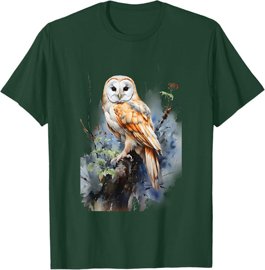 Gift Owl Barn Owl Realistic Nature Fleeting T-Shirt - T-Shirt | Forest