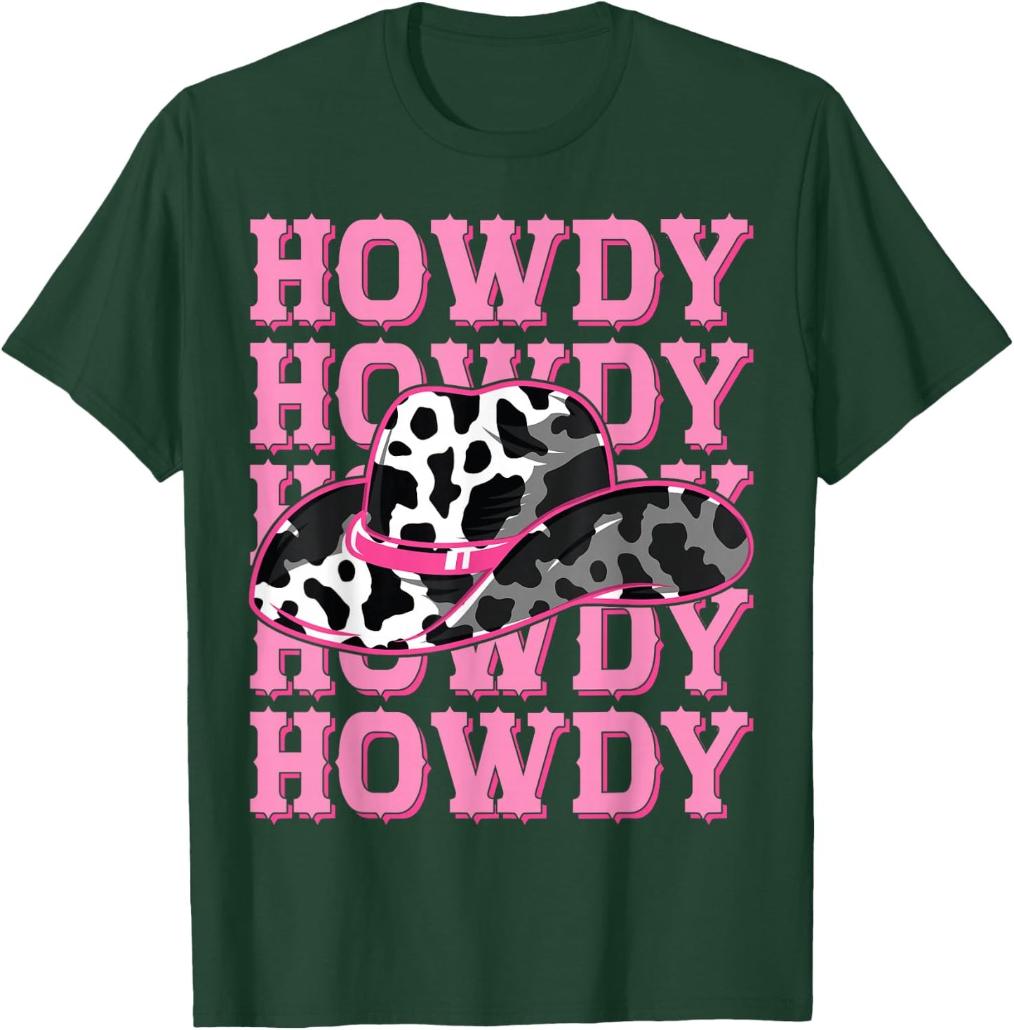 HOWDY - Country Southern Western Pink Texas Cow pattern T-Shirt - T-Shirt | Forest