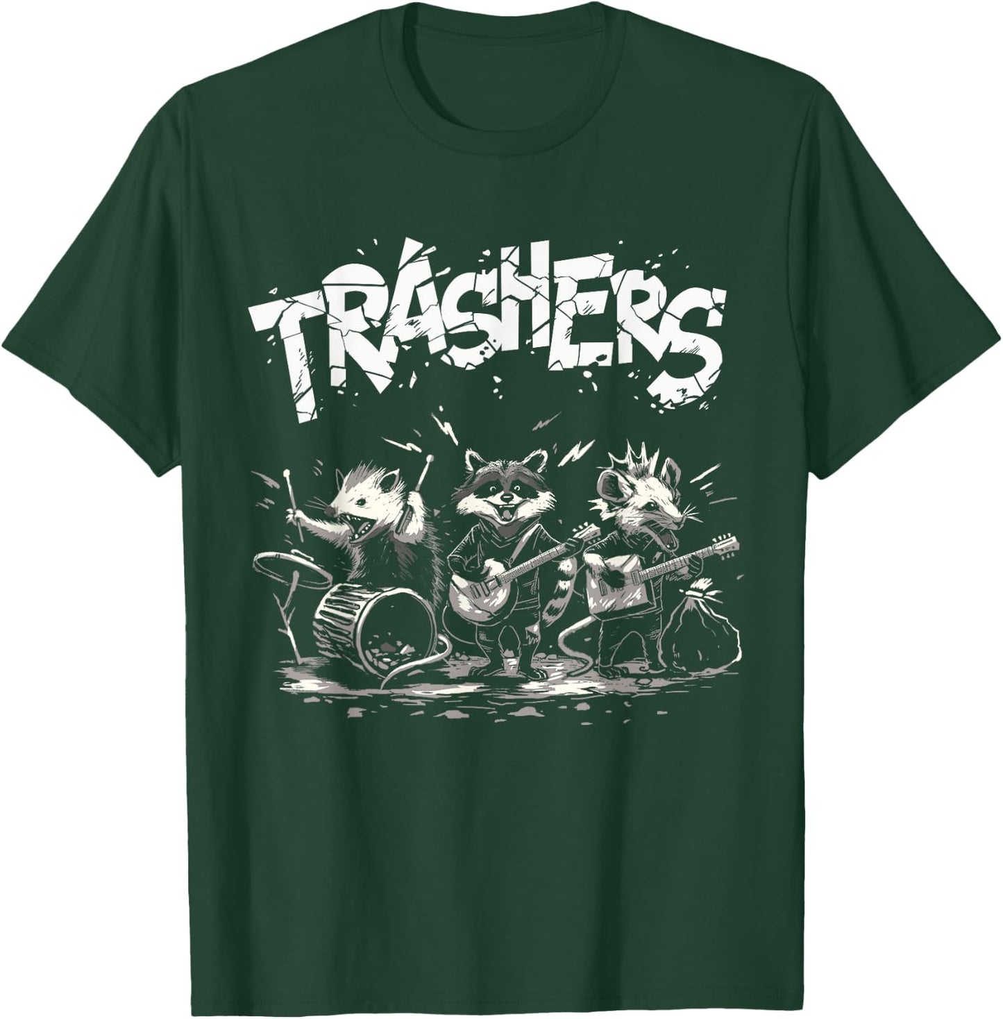 Trashers Shirt - Funny Raccoon Music Band Electric Acoustic T-Shirt - T-Shirt | Forest
