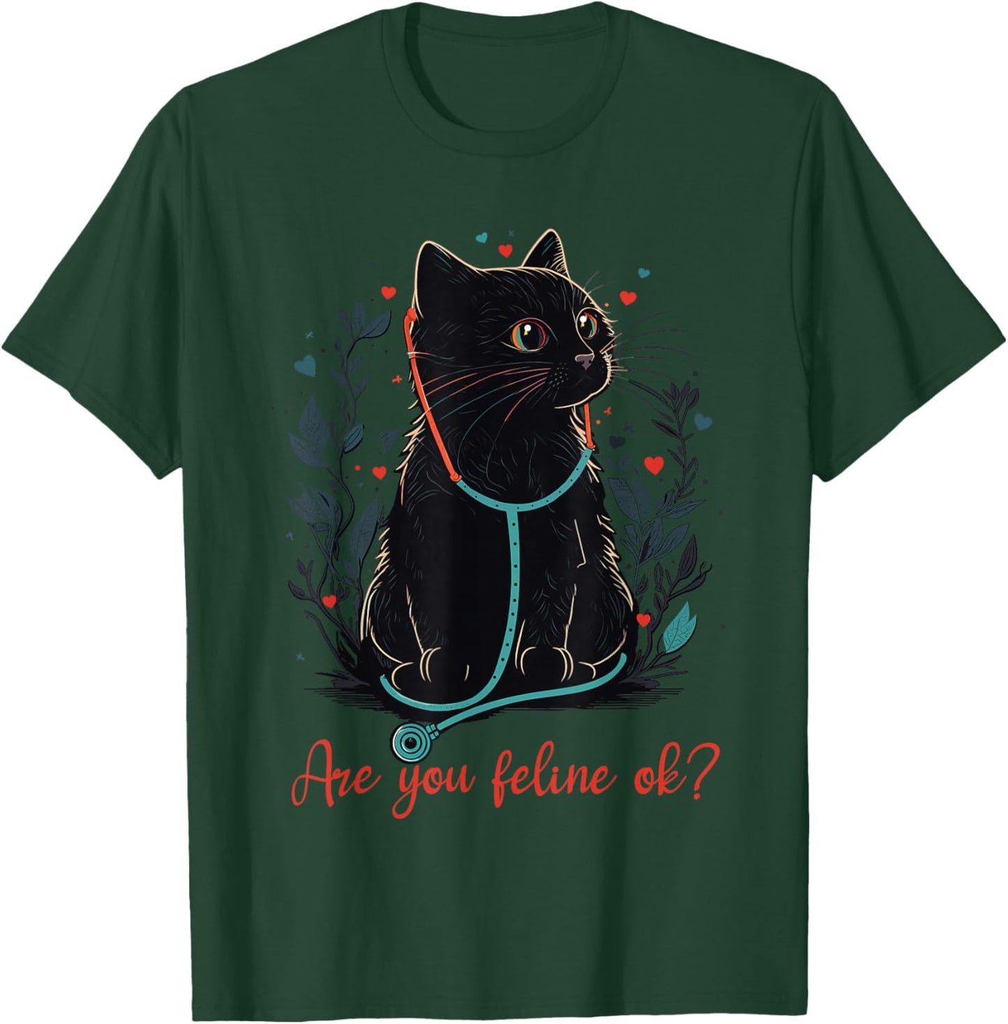 Retro Cat Nurse Gifts Nurse Week Gifts Funny Nurse T-Shirt - T-Shirt | Forest