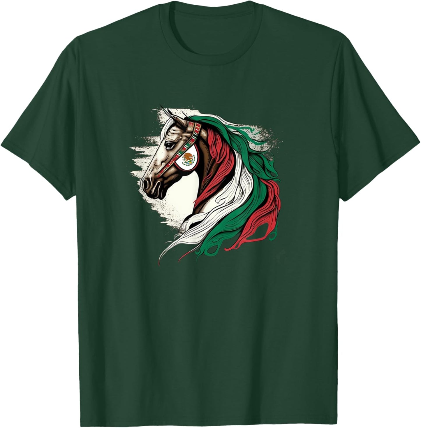 Mexican Horse - Riding Mexico Flag T-Shirt - T-Shirt | Forest