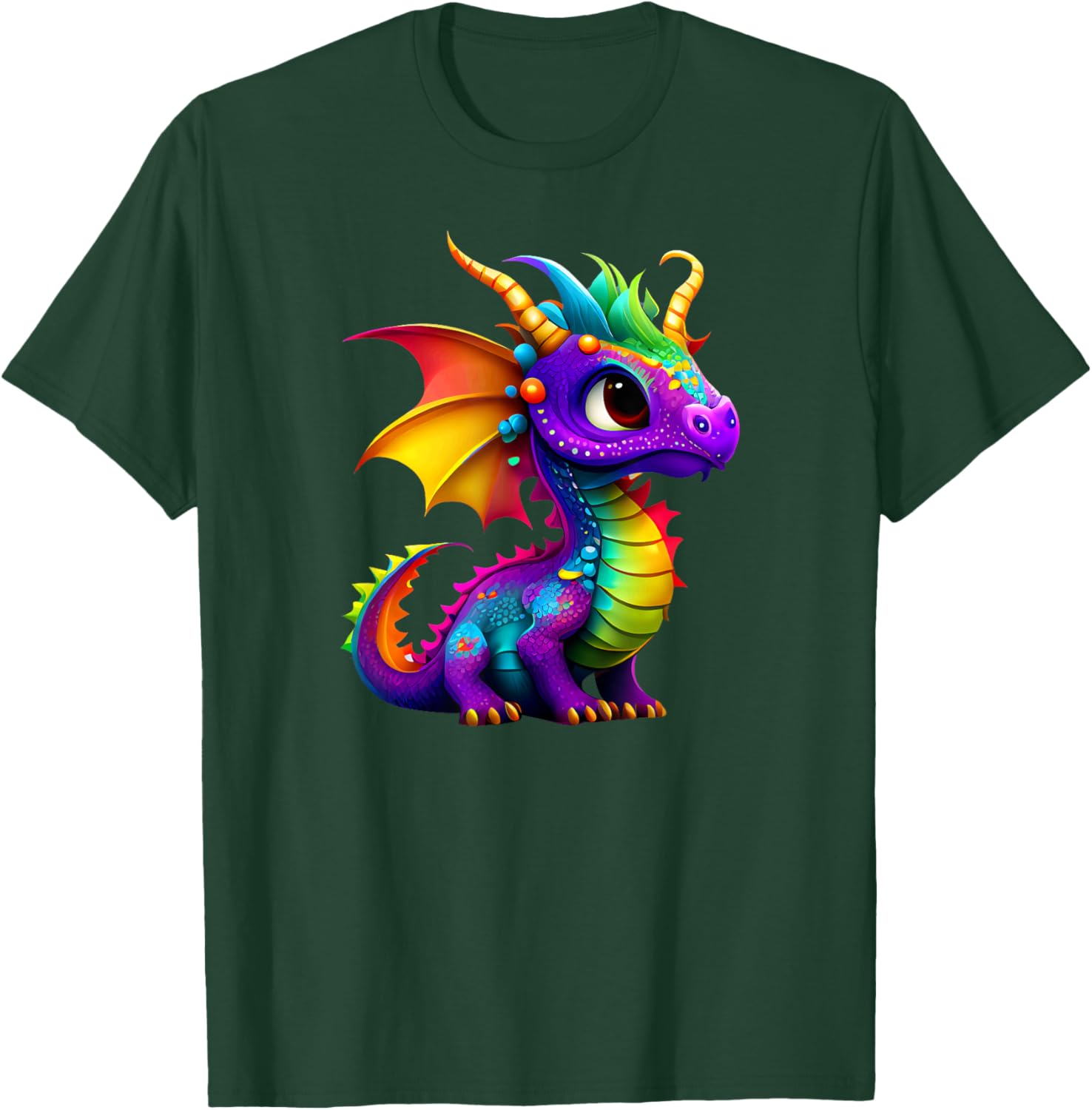 Cute Rainbow Dragon - Men, Women, Teens, & Kids T-Shirt - T-Shirt | Forest