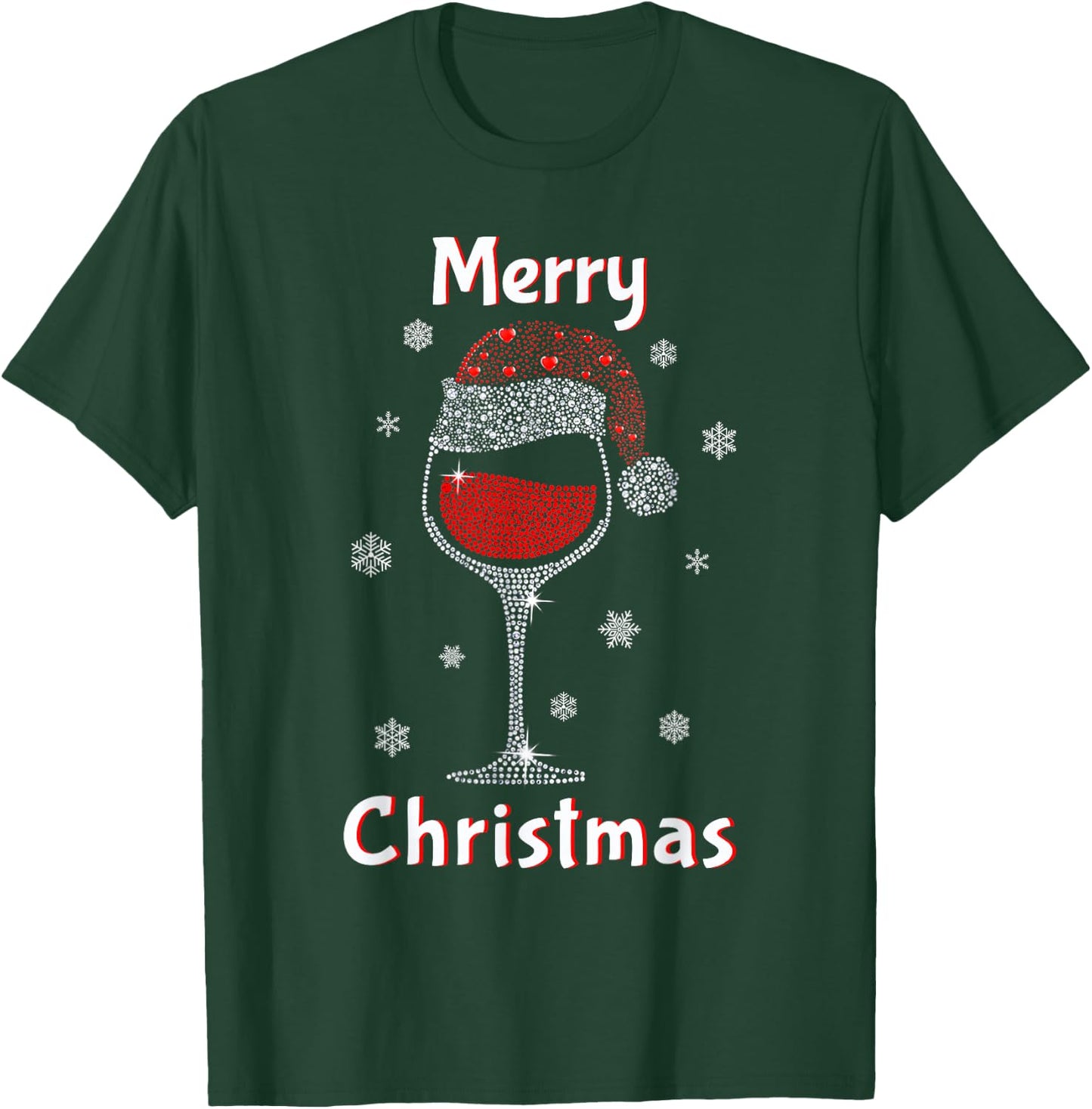 Christmas outfit women wine glass funny Christmas T-Shirt - T-Shirt | Forest