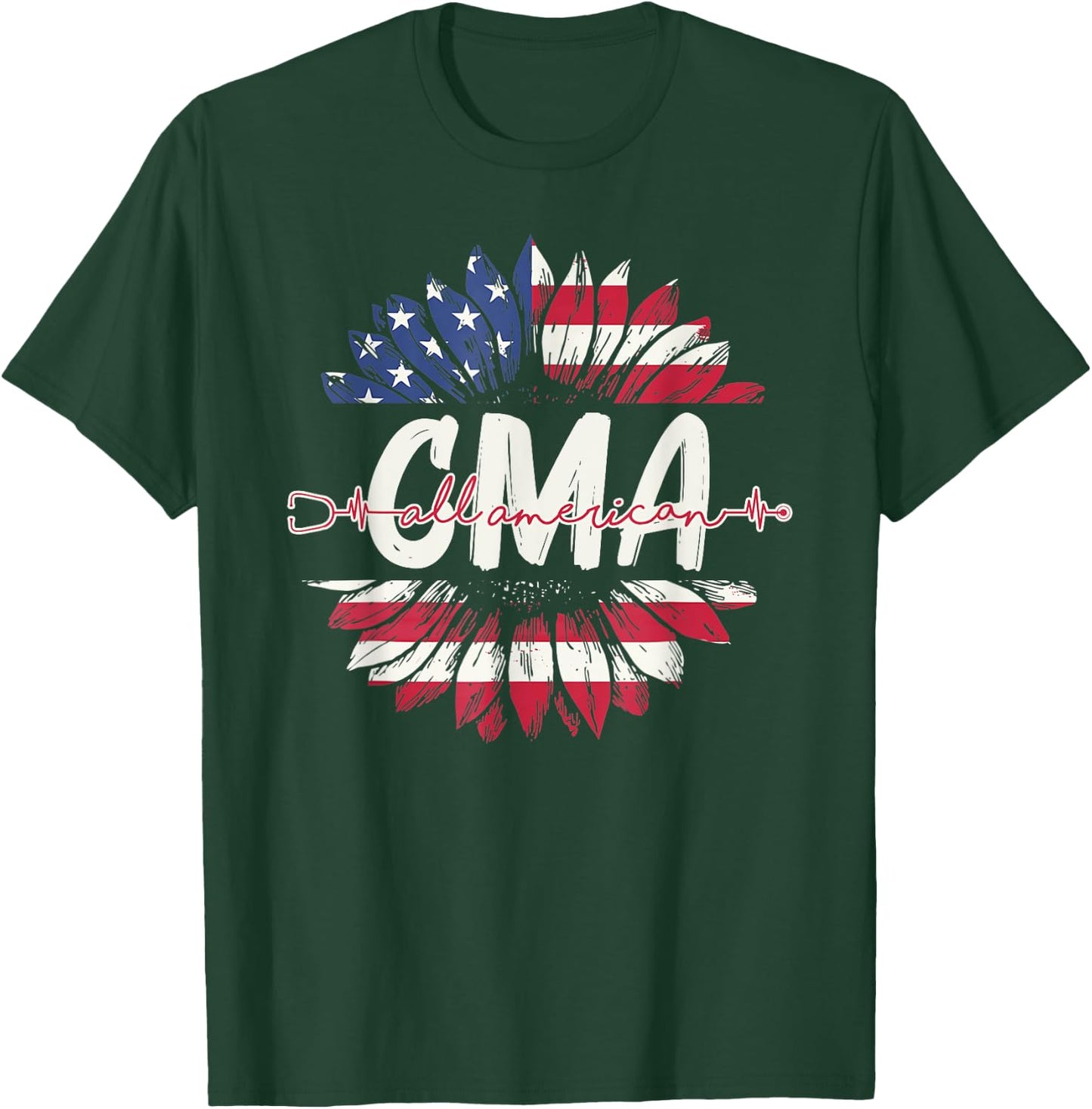 All American CMA Life American Flag Sunflower 4th Of July T-Shirt - T-Shirt | Forest