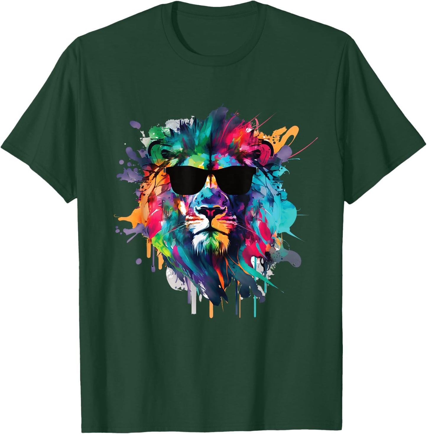 African Lion s Cool Water Color s Lion with Sun Glasses T-Shirt - T-Shirt | Forest