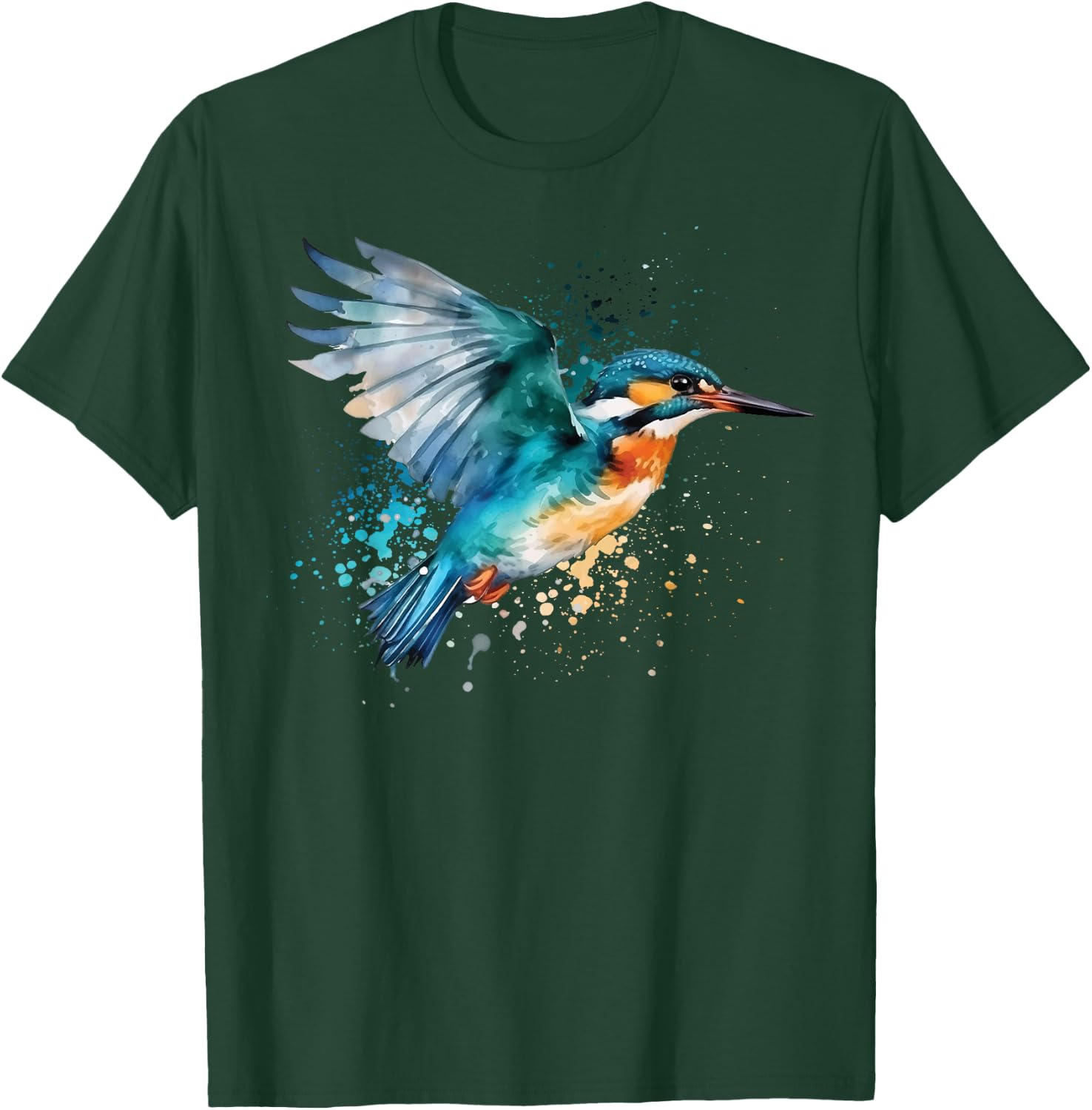 Kingfisher Design Illustration T-Shirt - T-Shirt | Forest