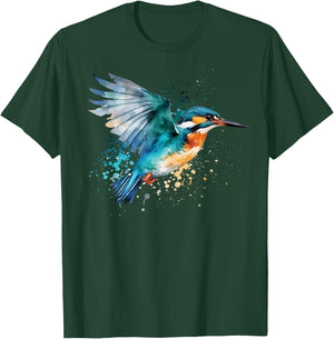Kingfisher Design Illustration T-Shirt - T-Shirt | Forest
