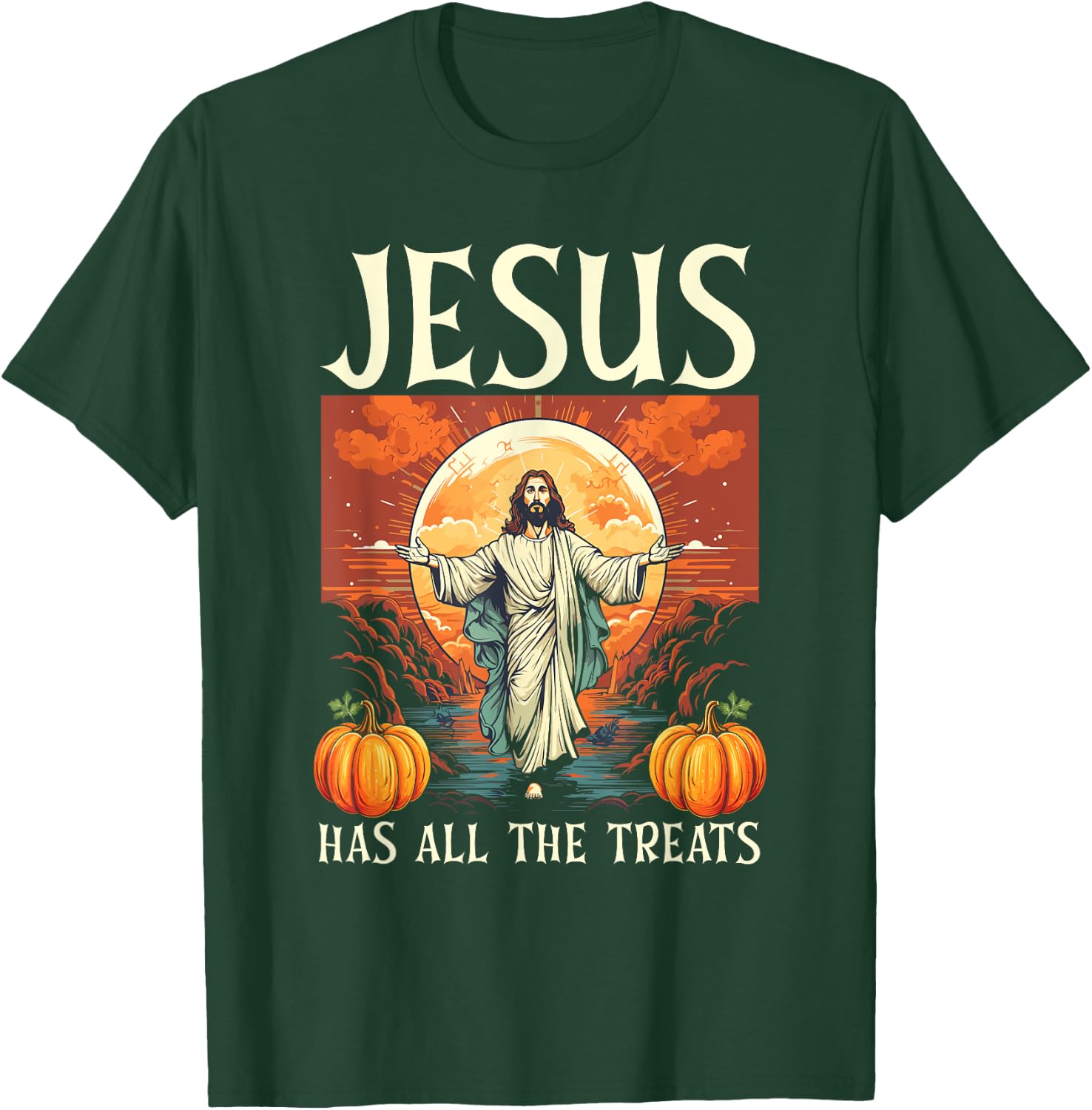 Christian Halloween Jesus Christ Trick Or Treat Christianity T-Shirt - T-Shirt | Forest