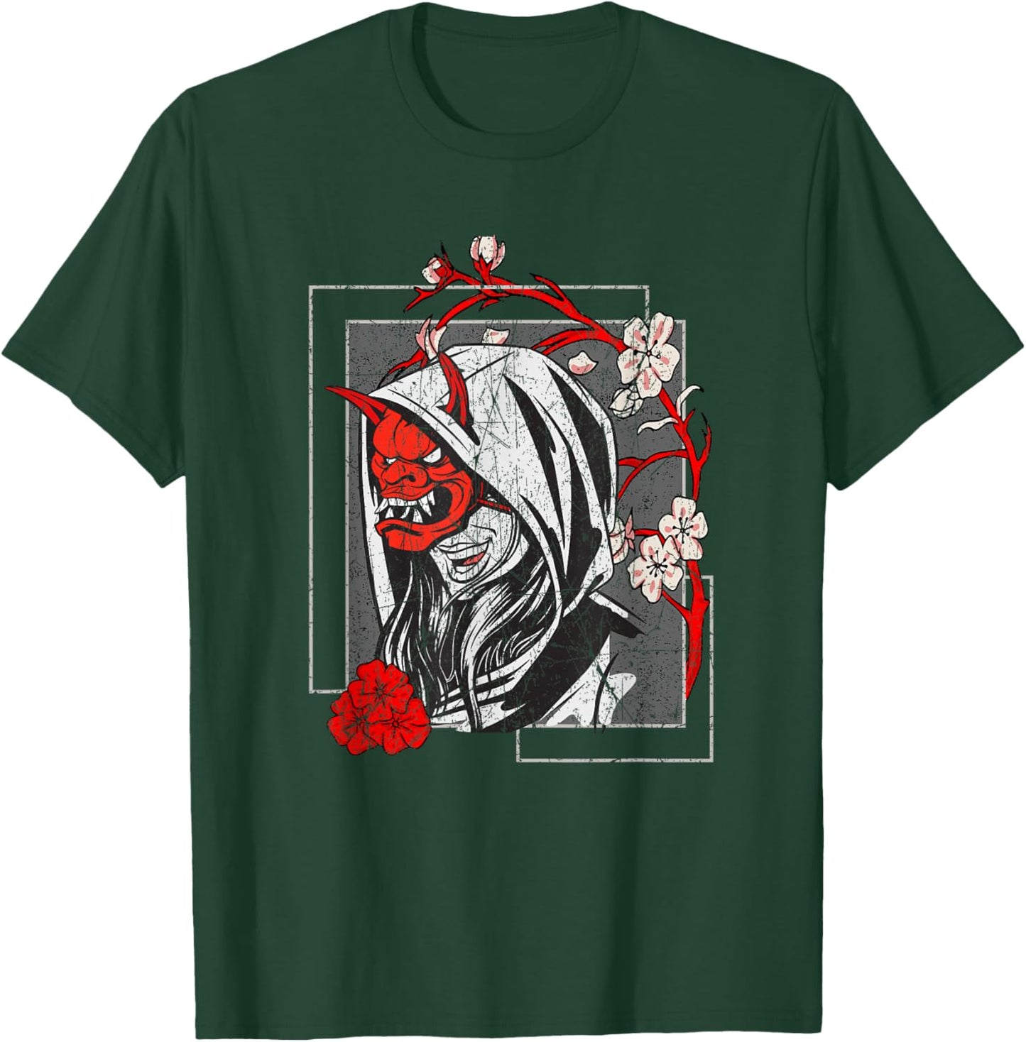 Oni Monster Yokai Hannya Anime Girl Harajuku Japan Aesthetic T-Shirt - T-Shirt | Forest