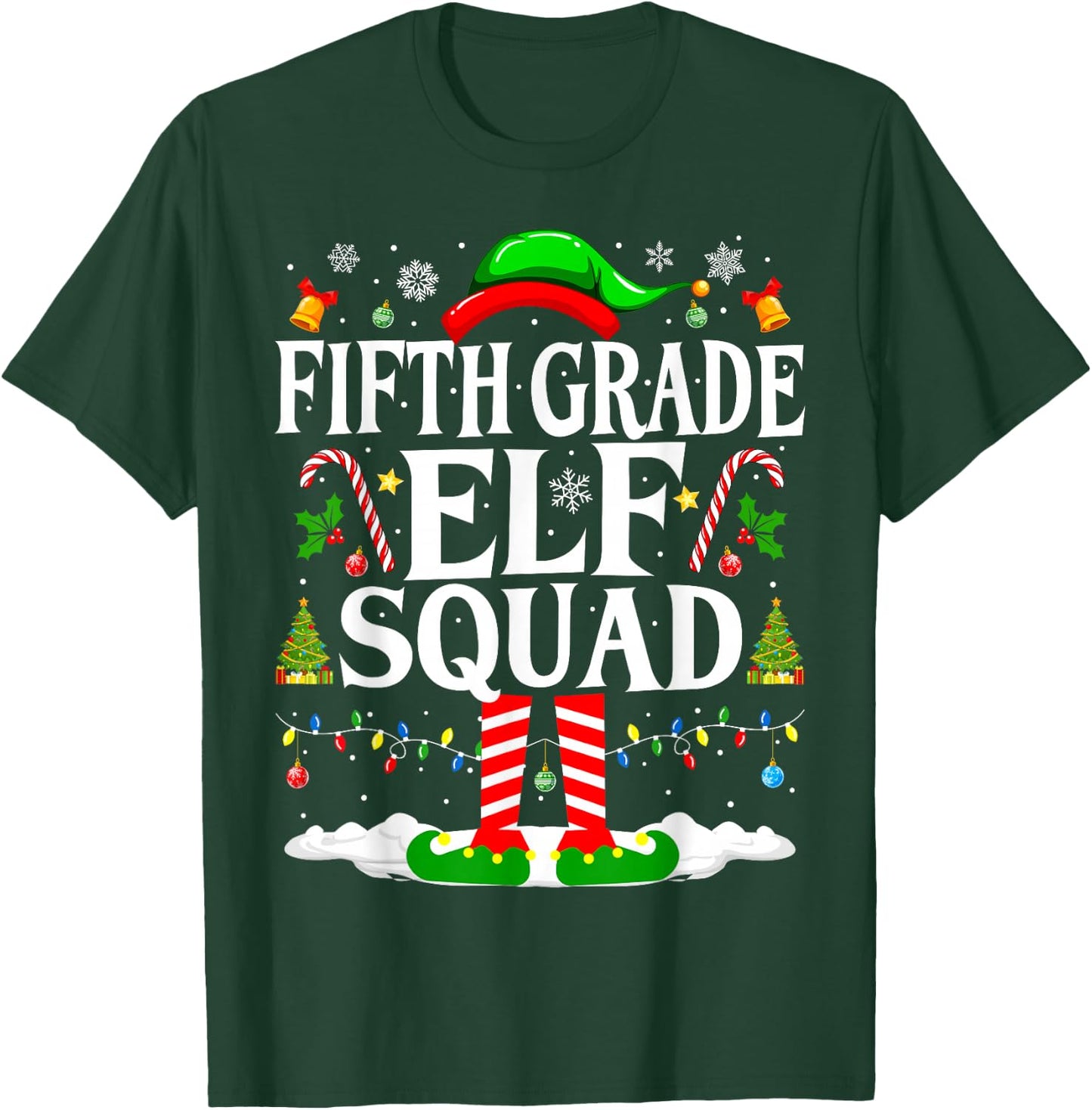 5th Grade Elf Squad Xmas Funny Christmas Fifth Grade Elf T-Shirt - T-Shirt | Forest