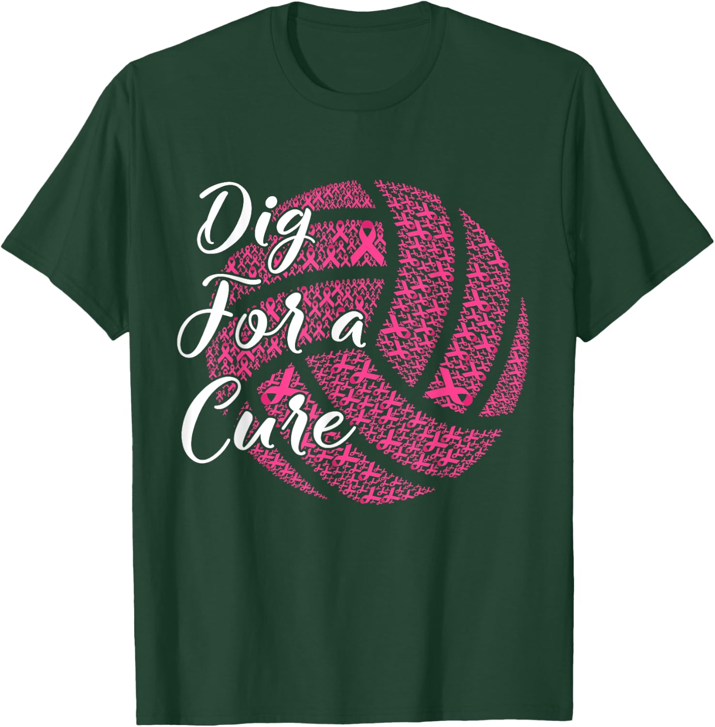 Dig For A Cure Breast Cancer Awareness Volleyball Pink T-Shirt - T-Shirt | Forest