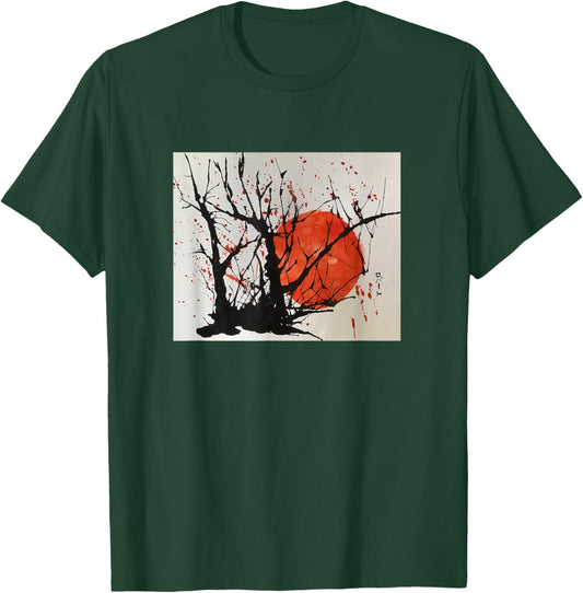 Scorbobby Cherry Sun Watercolor and Ink T-Shirt - T-Shirt | Forest