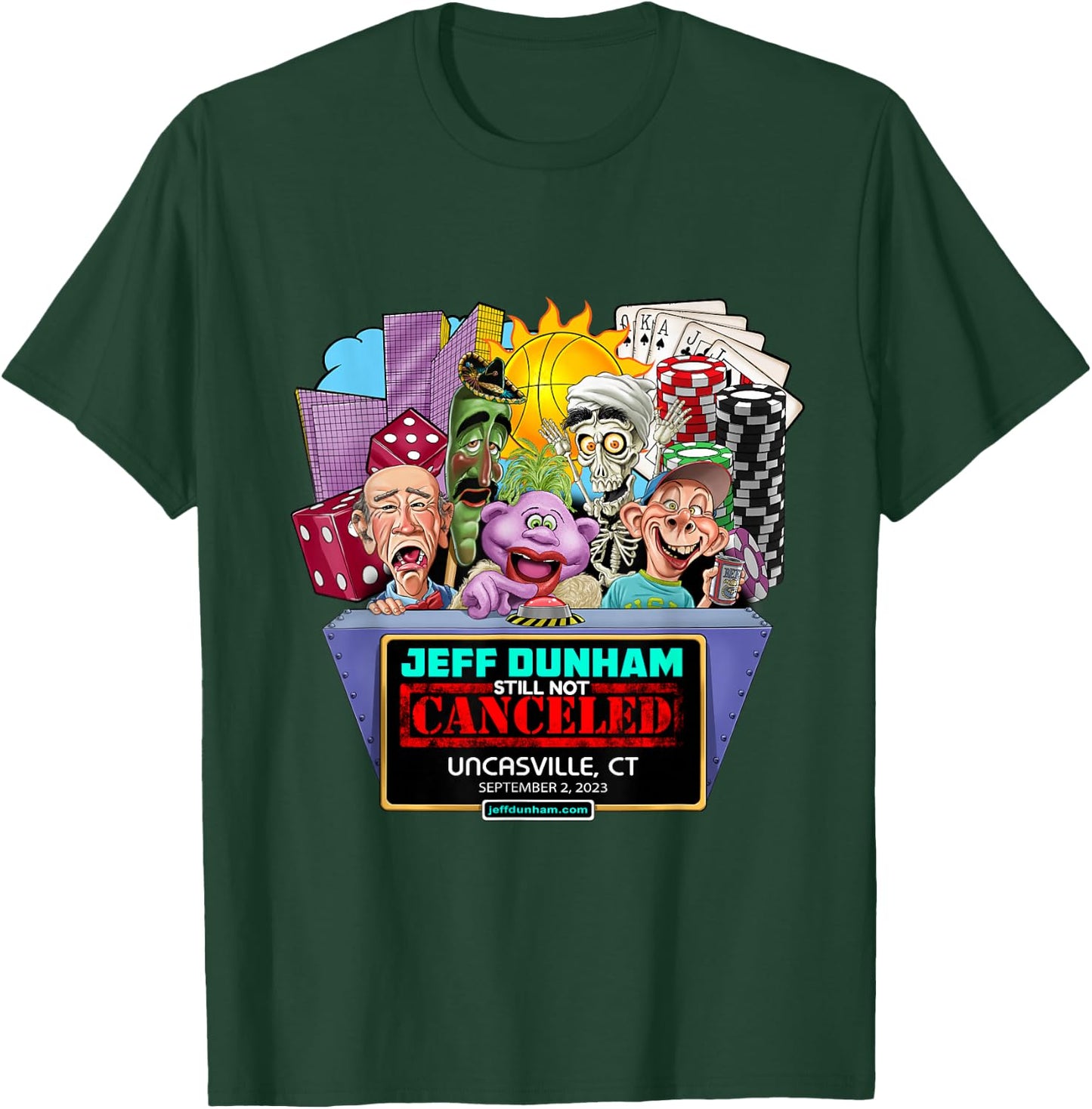 Jeff Dunham Uncasville, CT (2023) T-Shirt - T-Shirt | Forest