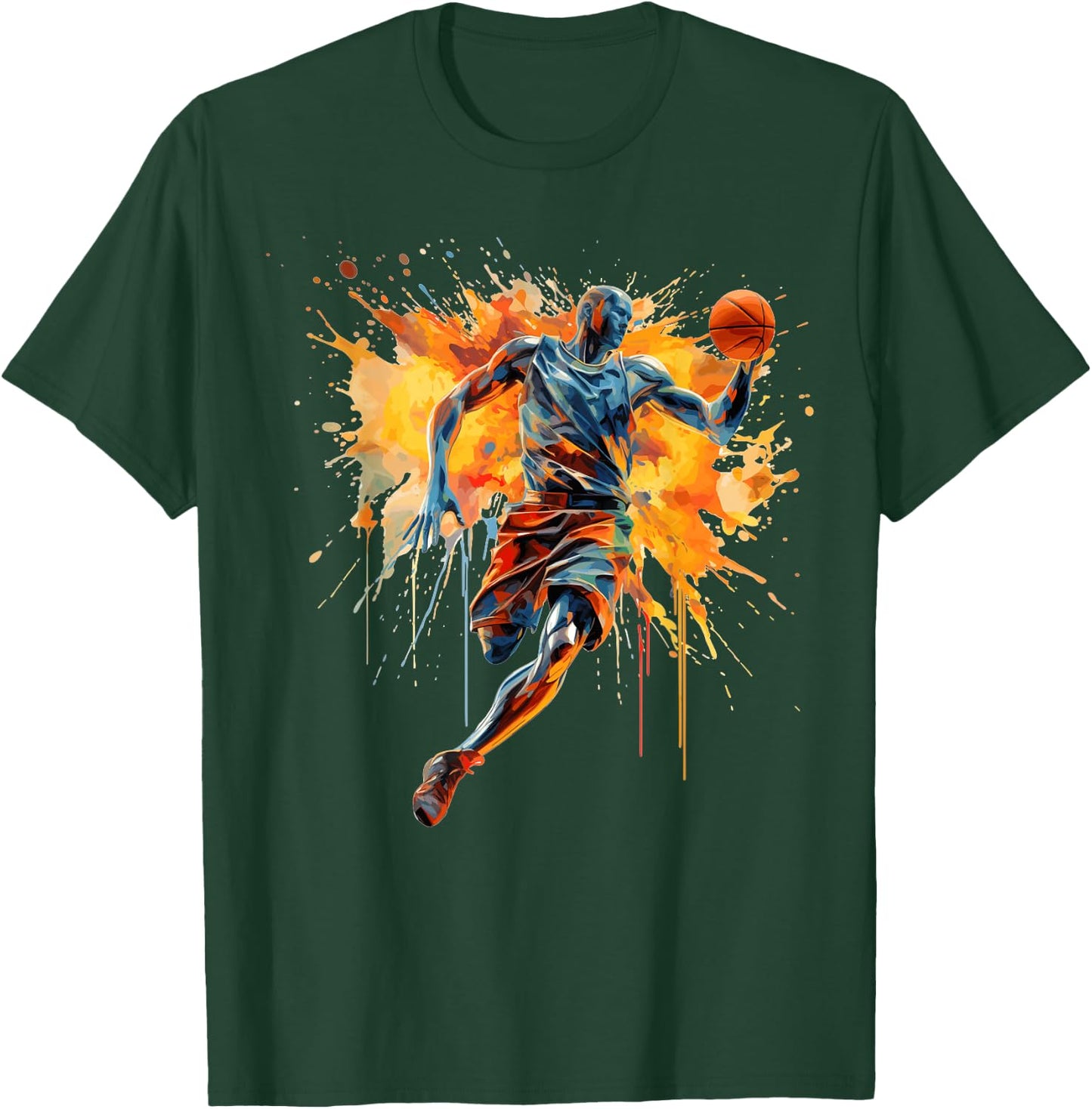 Basketball player paint splash T-Shirt - T-Shirt | Forest