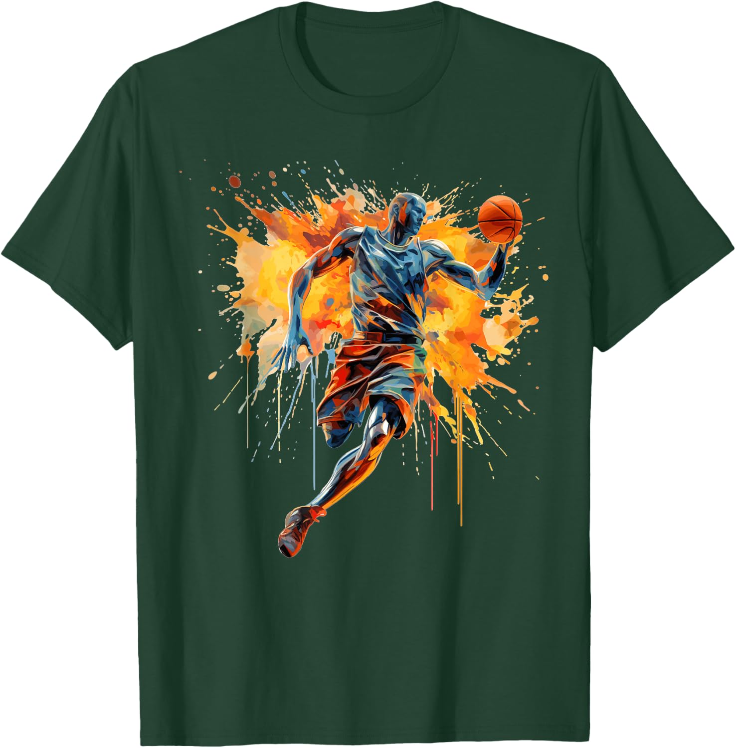 Basketball player paint splash T-Shirt - T-Shirt | Forest
